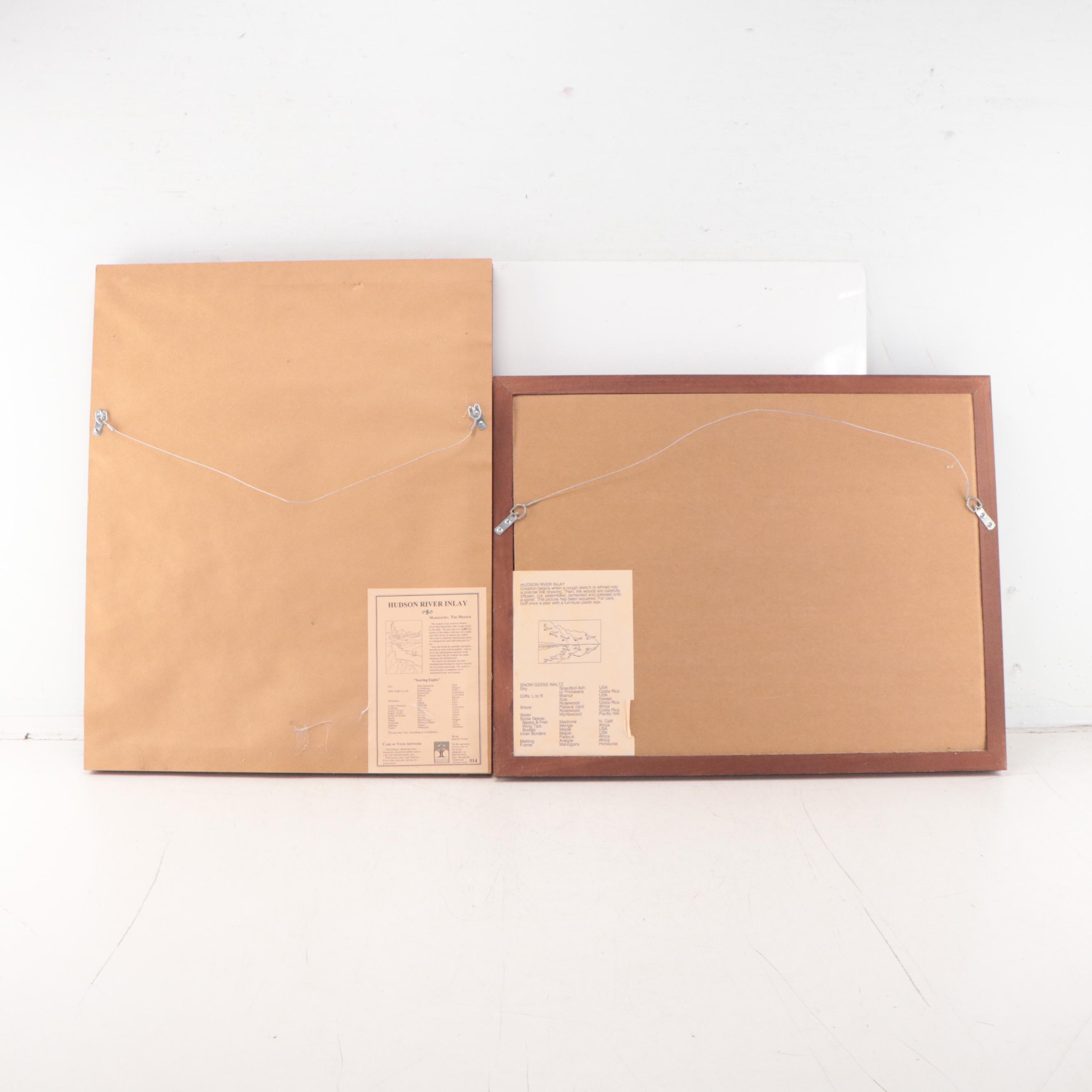 Nelson Wood Inlay Pictorial Wall Panels of Coastal Scenes