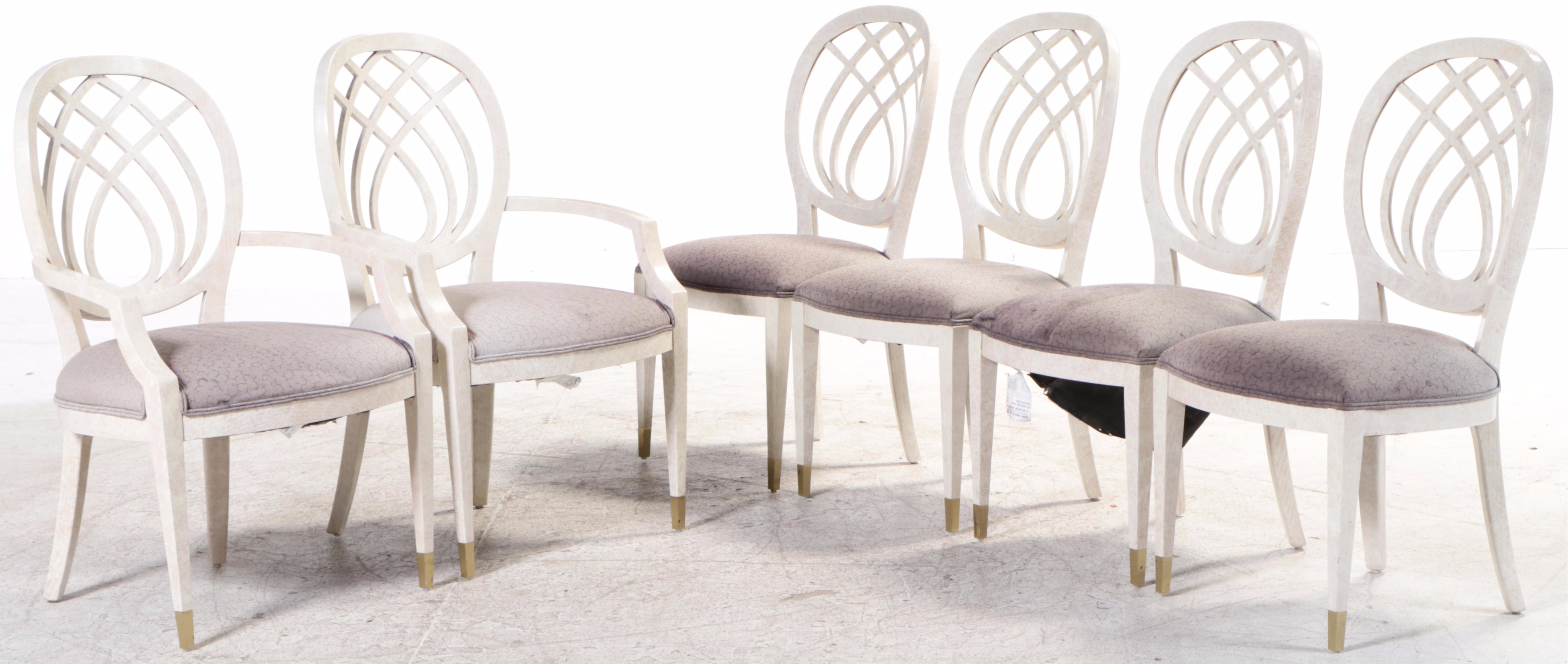 Six Henredon Cerused Ash Dining Chairs and Extension Dining Table