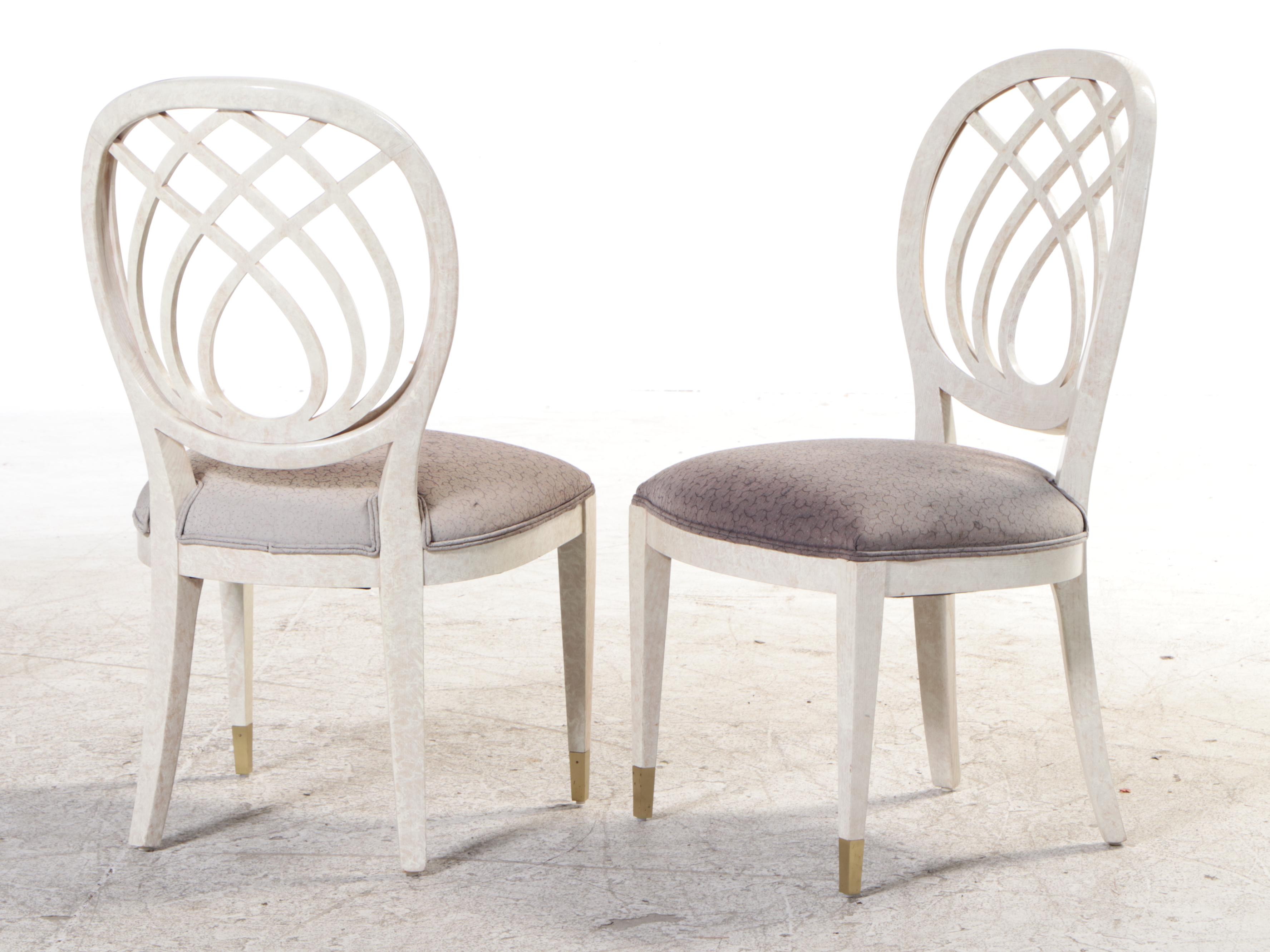 Six Henredon Cerused Ash Dining Chairs and Extension Dining Table