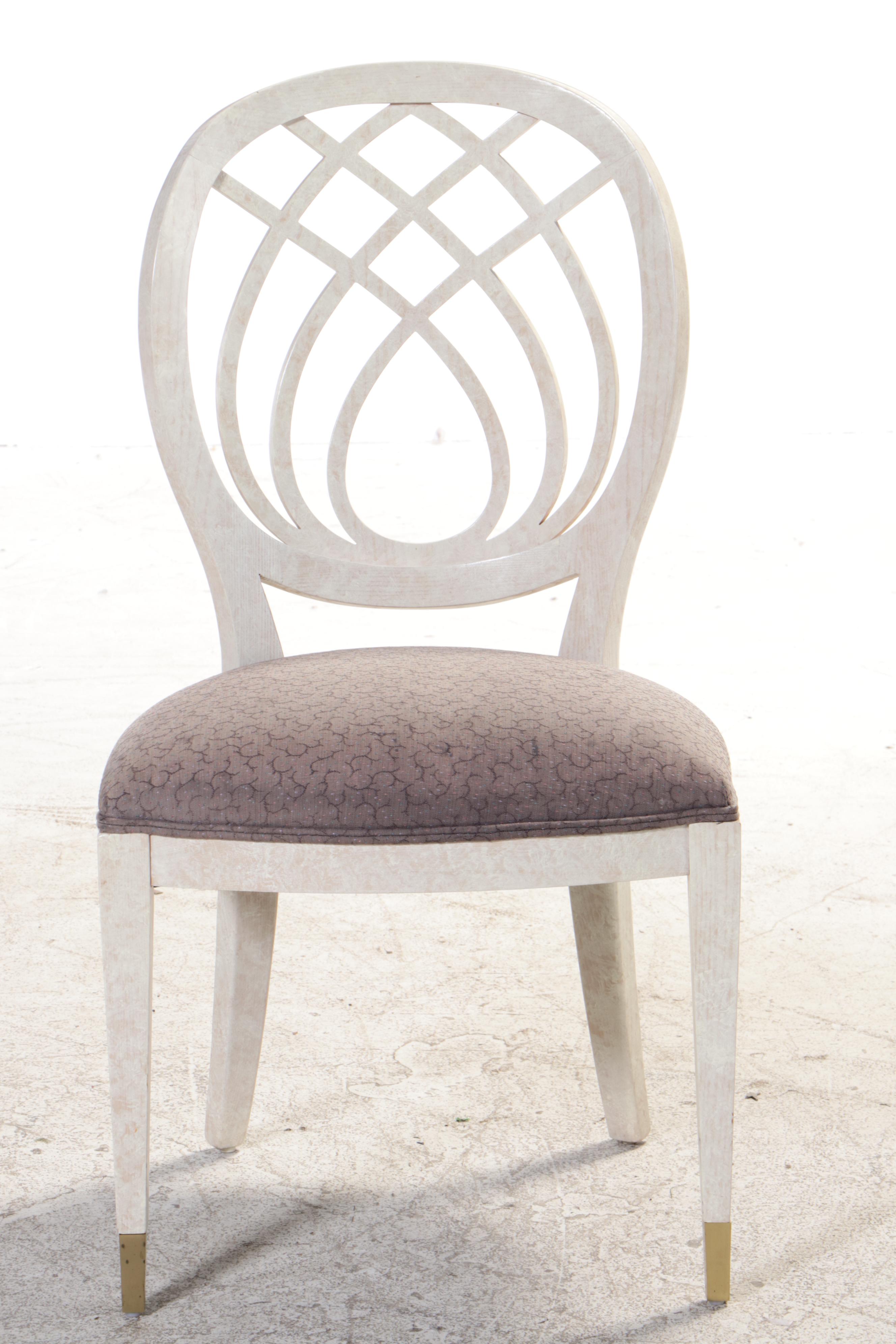 Six Henredon Cerused Ash Dining Chairs and Extension Dining Table