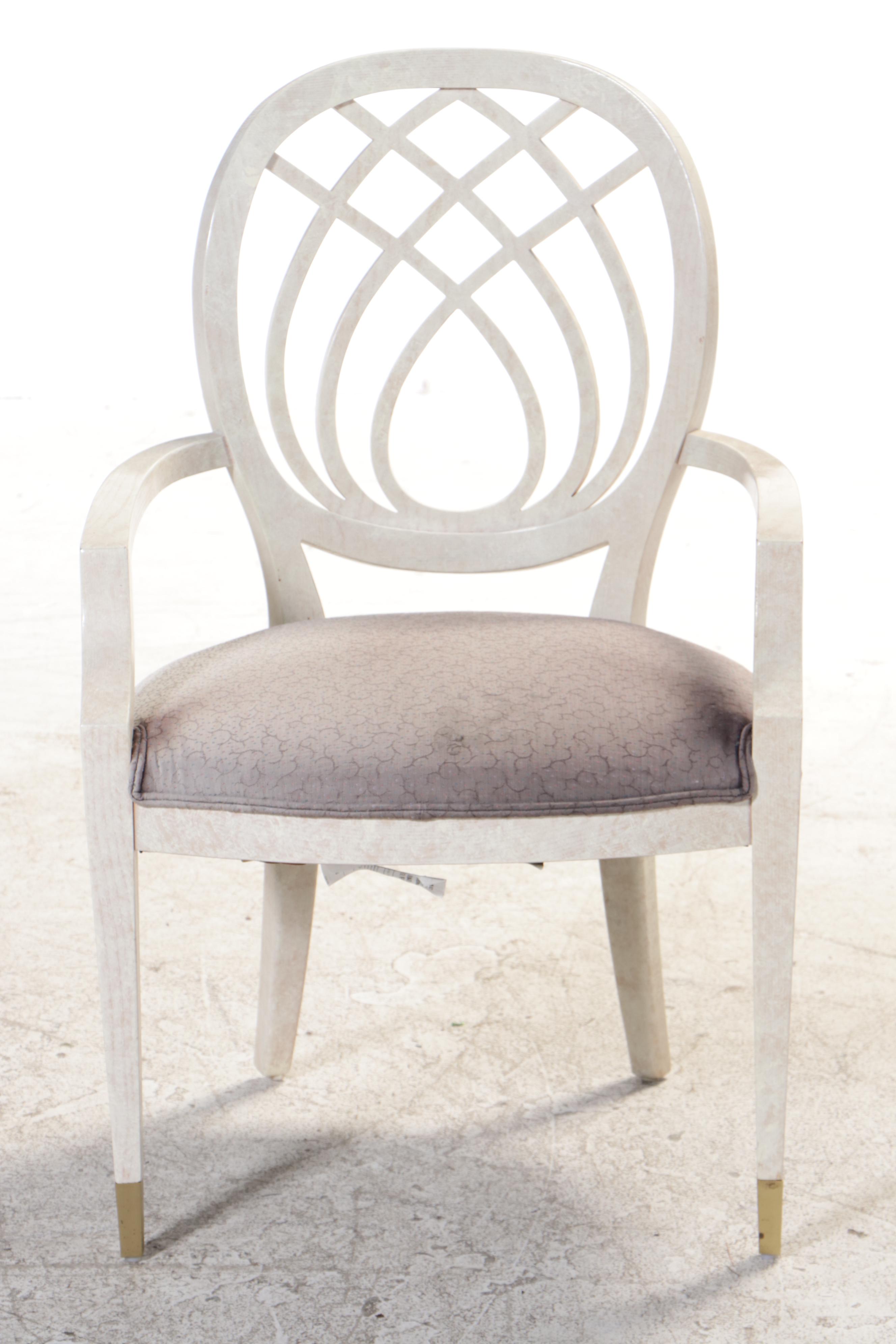 Six Henredon Cerused Ash Dining Chairs and Extension Dining Table