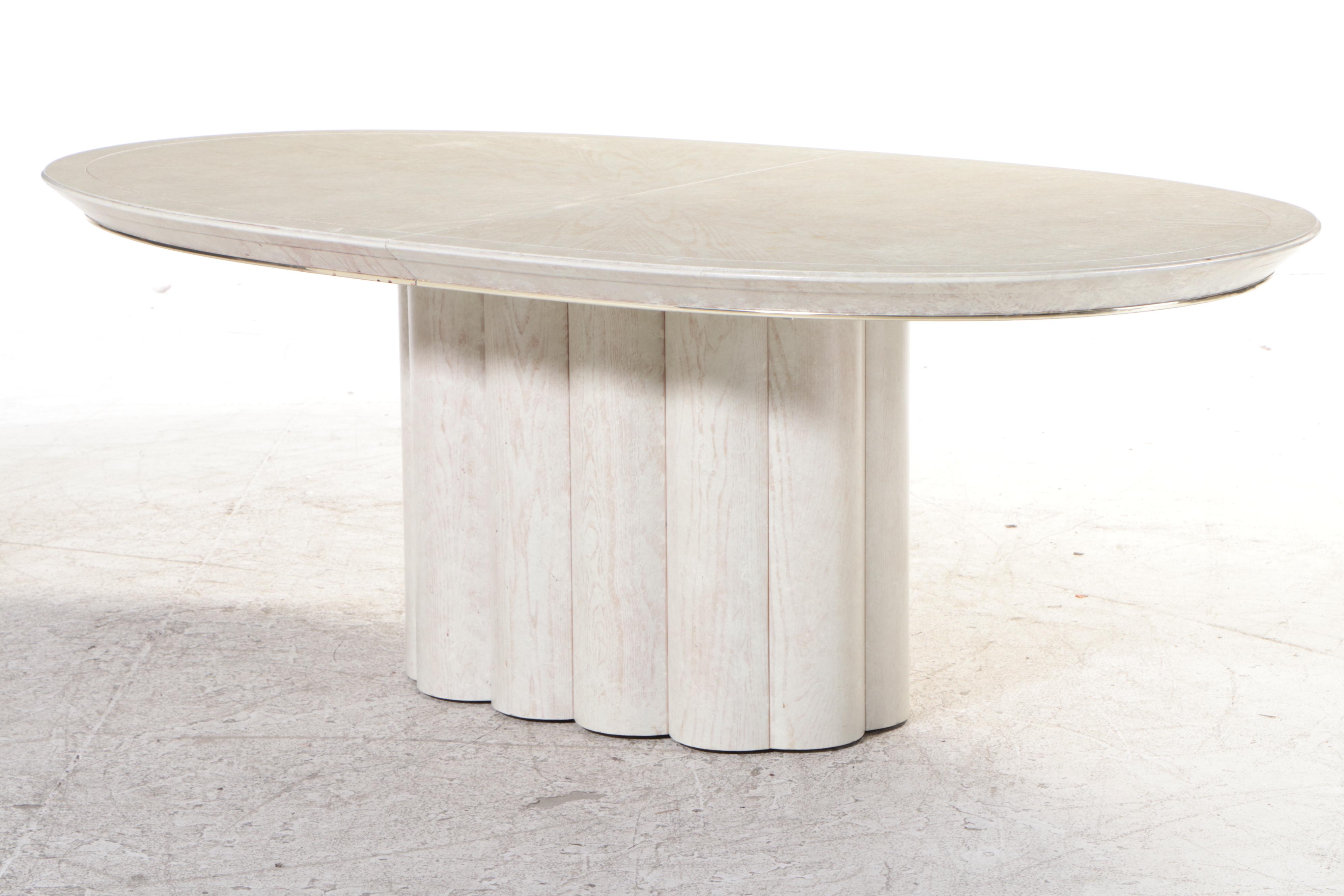 Six Henredon Cerused Ash Dining Chairs and Extension Dining Table