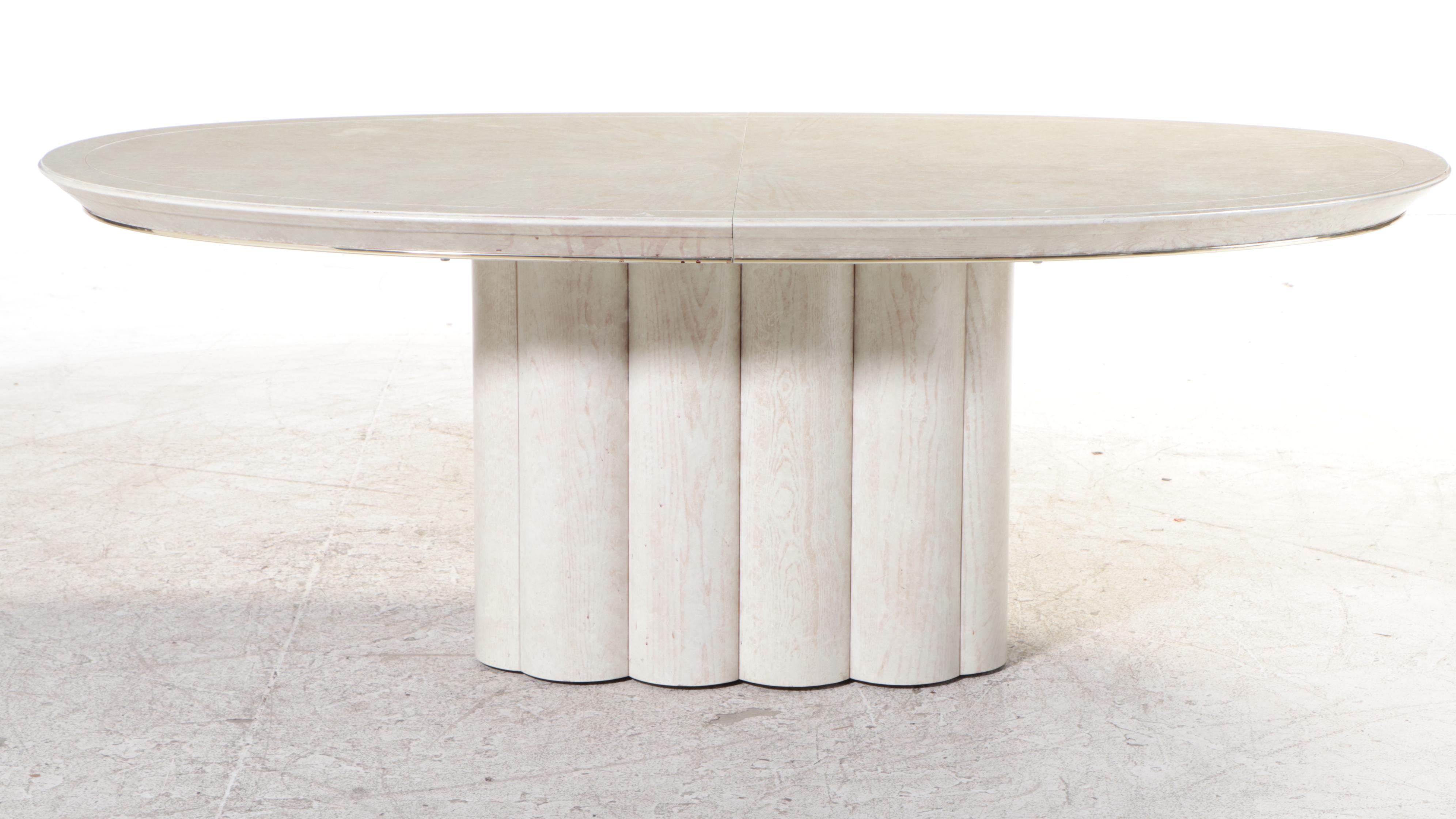 Six Henredon Cerused Ash Dining Chairs and Extension Dining Table