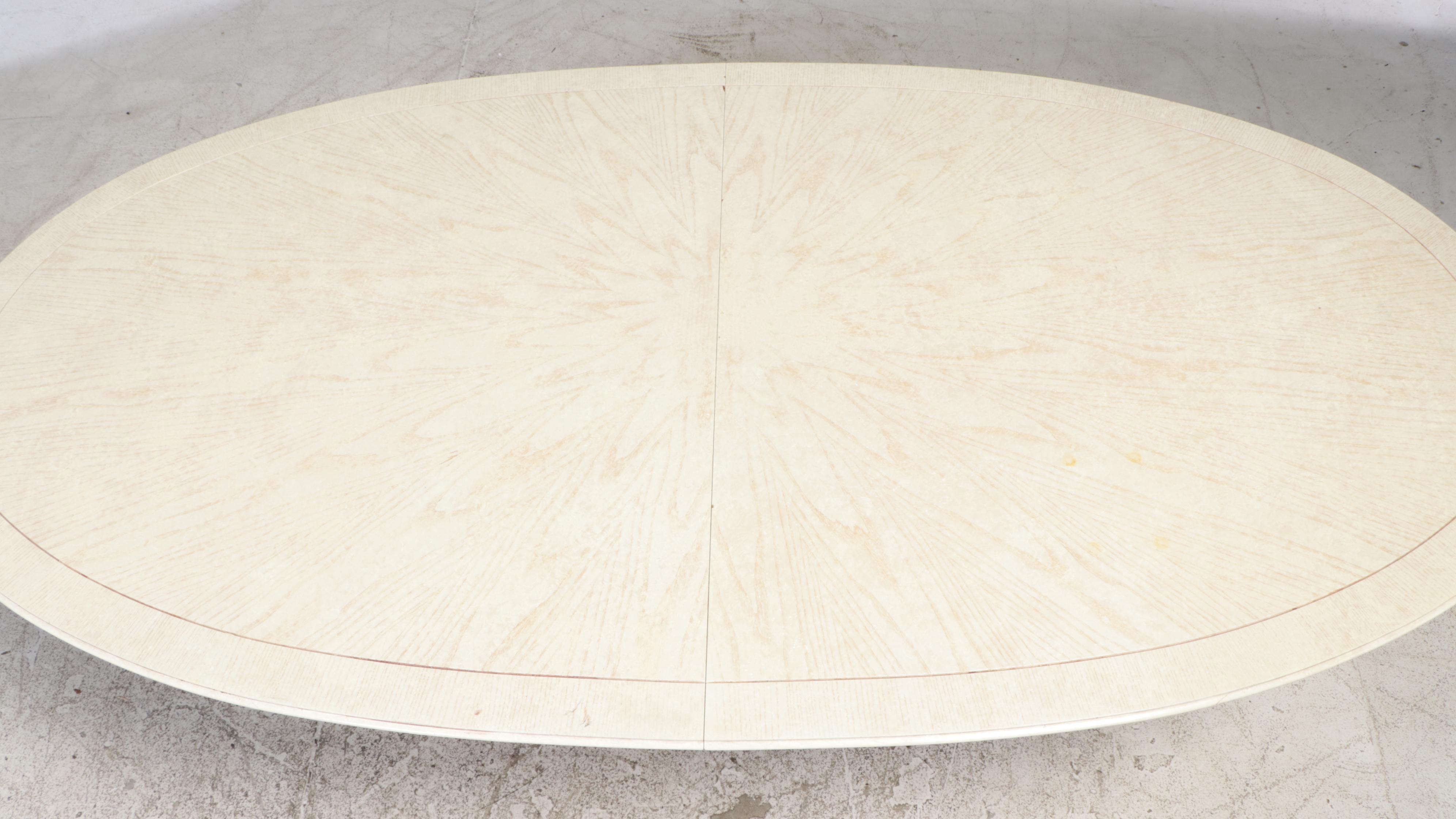 Six Henredon Cerused Ash Dining Chairs and Extension Dining Table