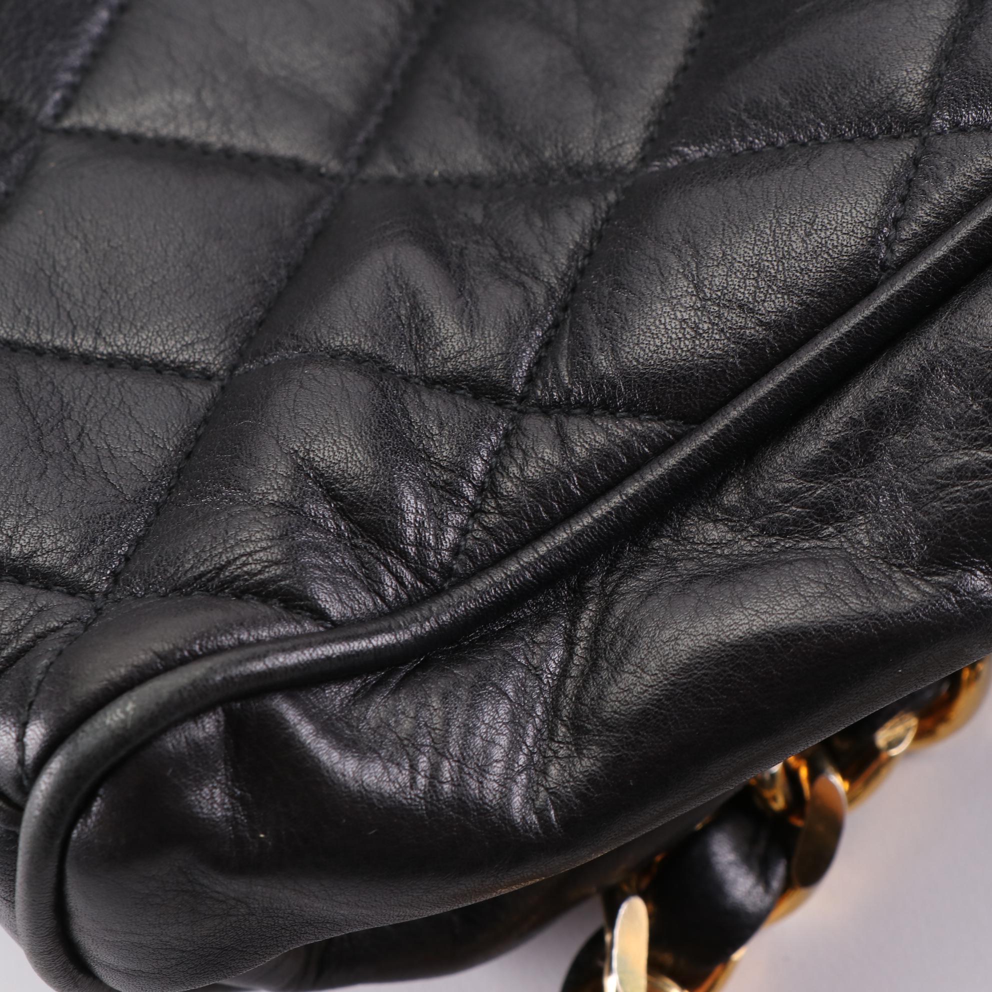 Chanel Flap Shoulder Bag in Black Matelassé Lambskin Leather