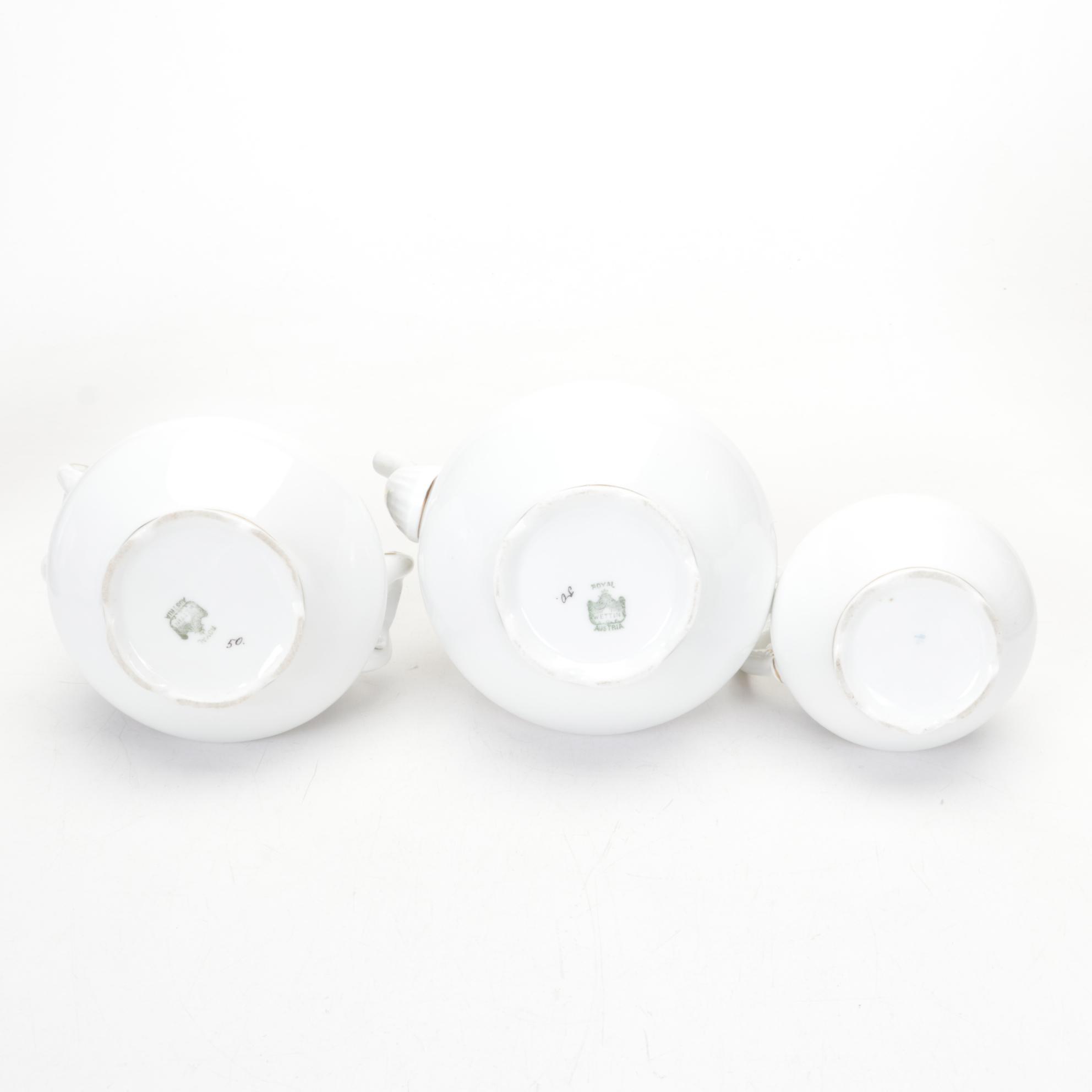 Royal Wettin Austria Coffee Set with Cauldon Gilded Plates and Other Tableware