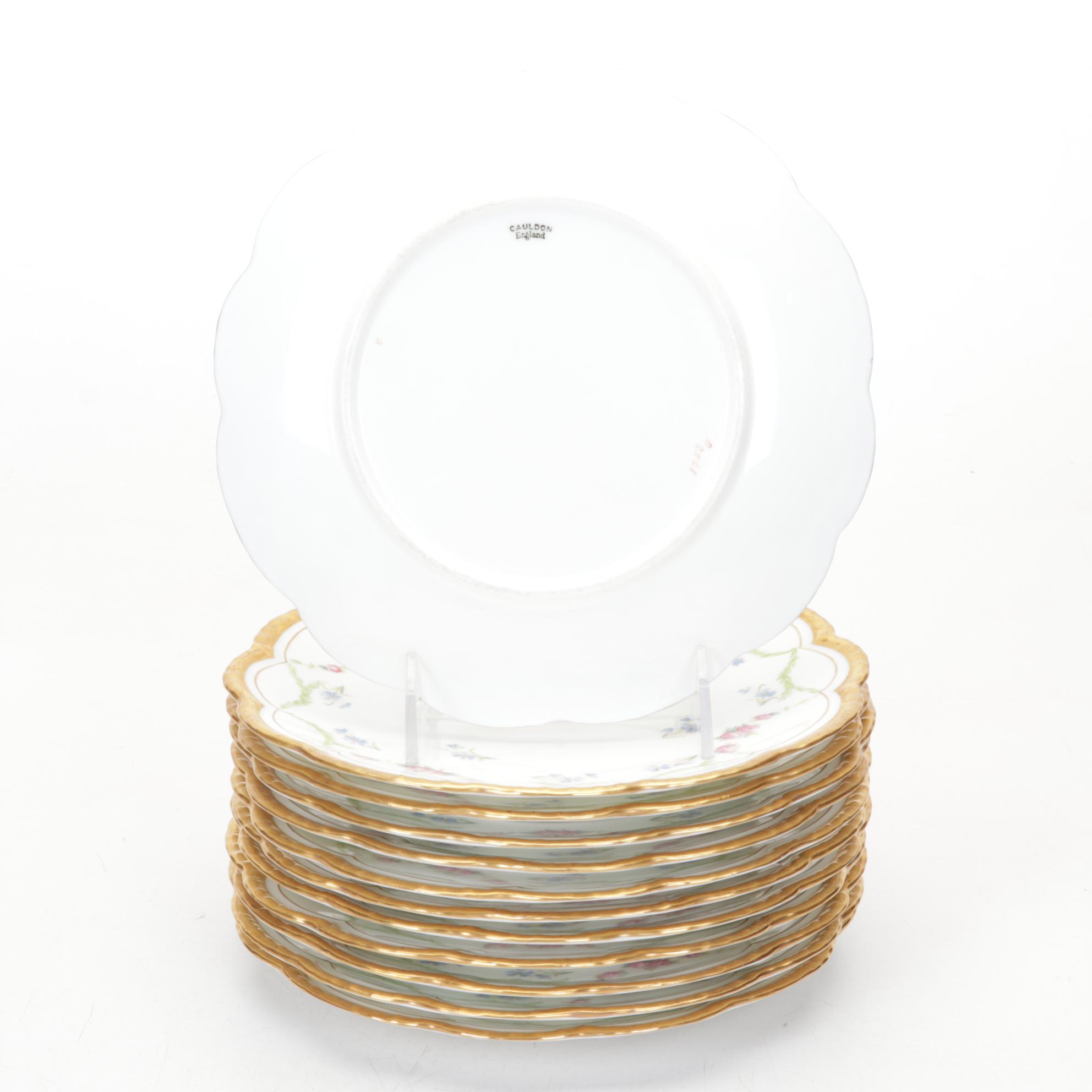 Royal Wettin Austria Coffee Set with Cauldon Gilded Plates and Other Tableware