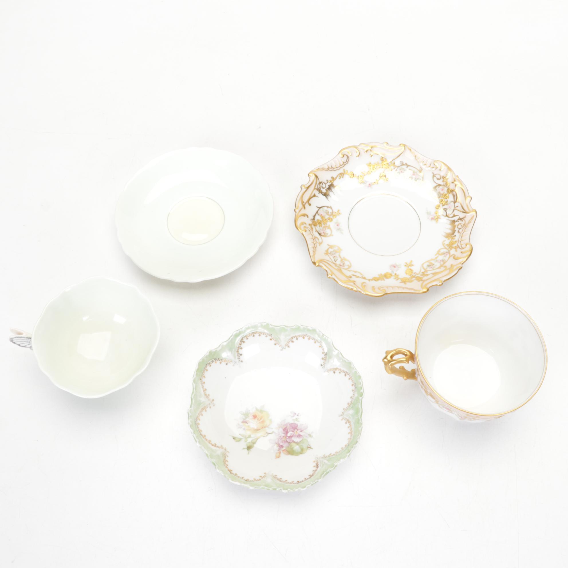 Royal Wettin Austria Coffee Set with Cauldon Gilded Plates and Other Tableware