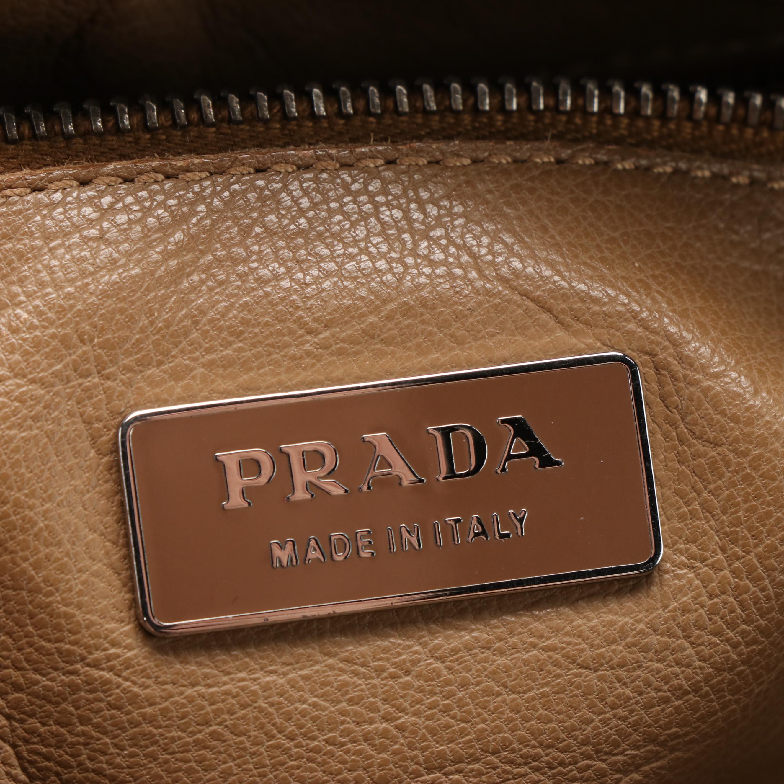 Vintage Prada Medium Tote in Tan Leather