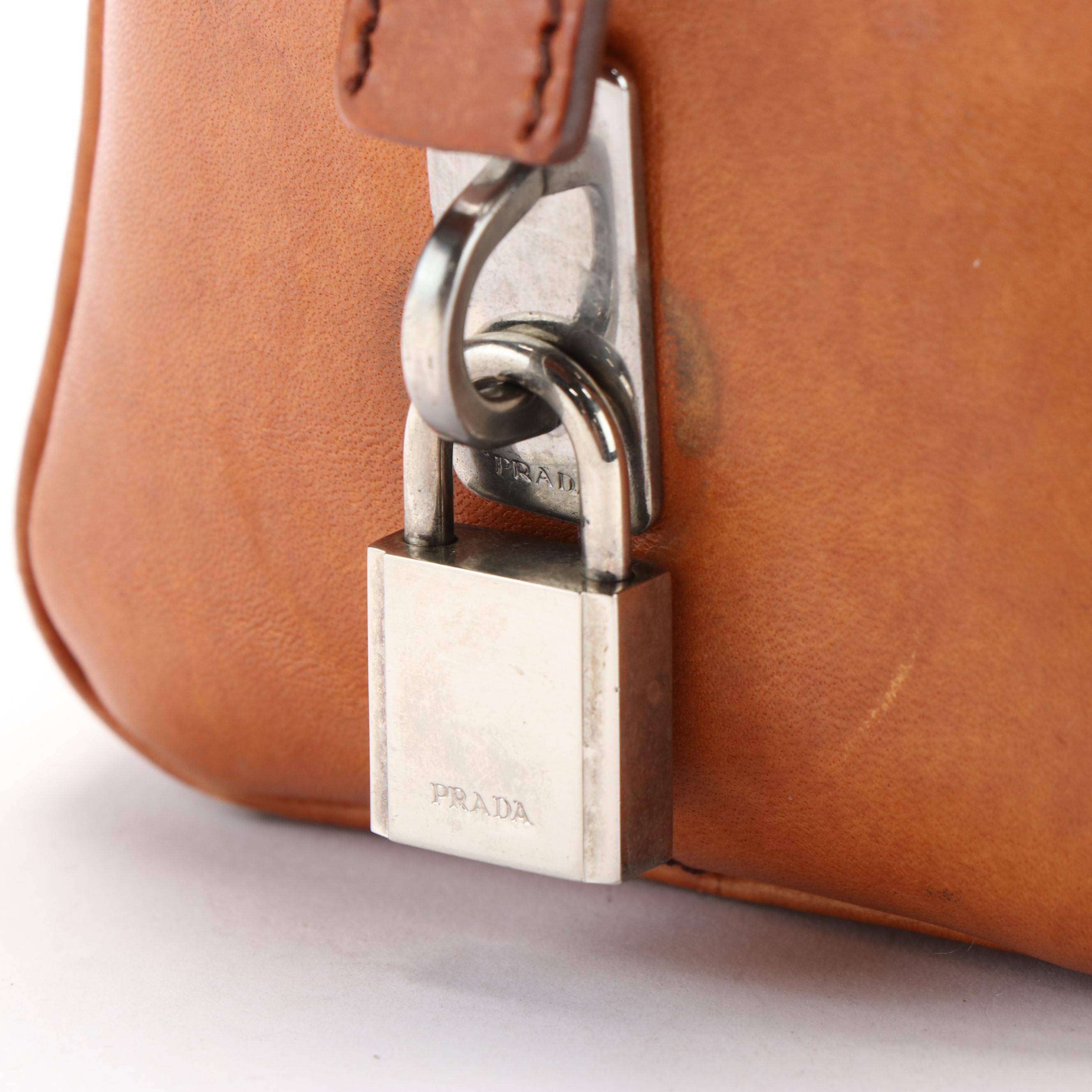 Vintage Prada Medium Tote in Tan Leather