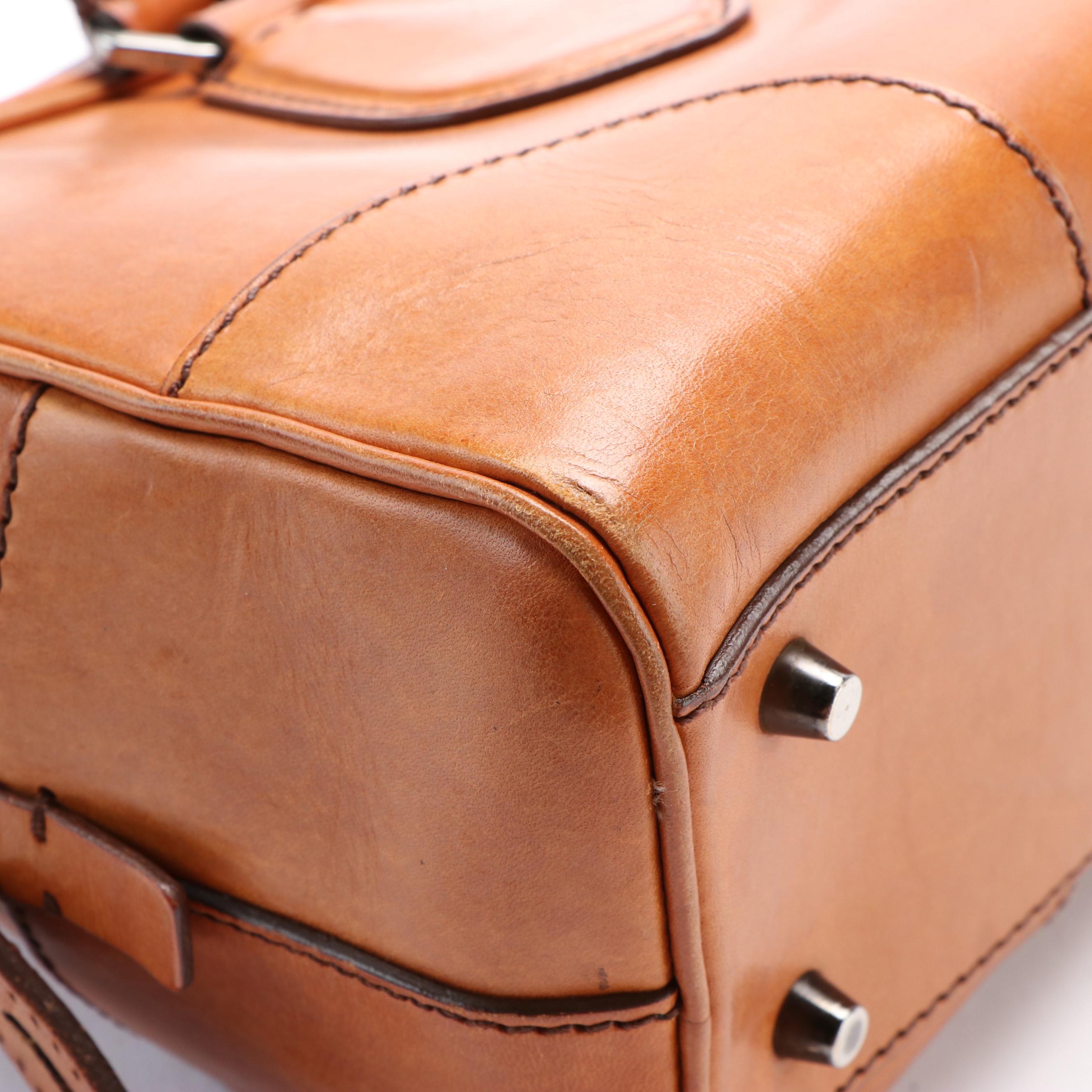 Vintage Prada Medium Tote in Tan Leather