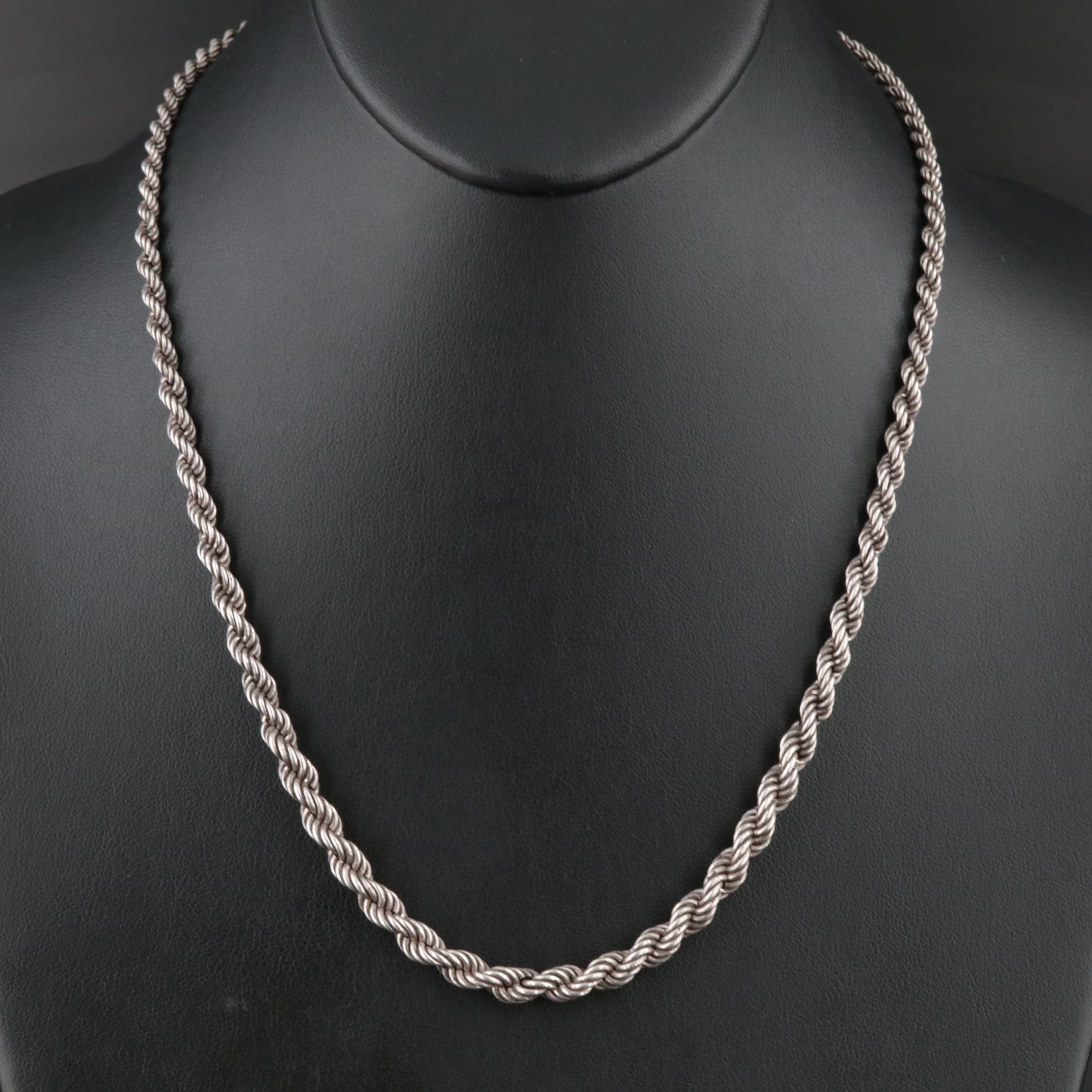 Sterling Graduated French Rope Chain Necklace