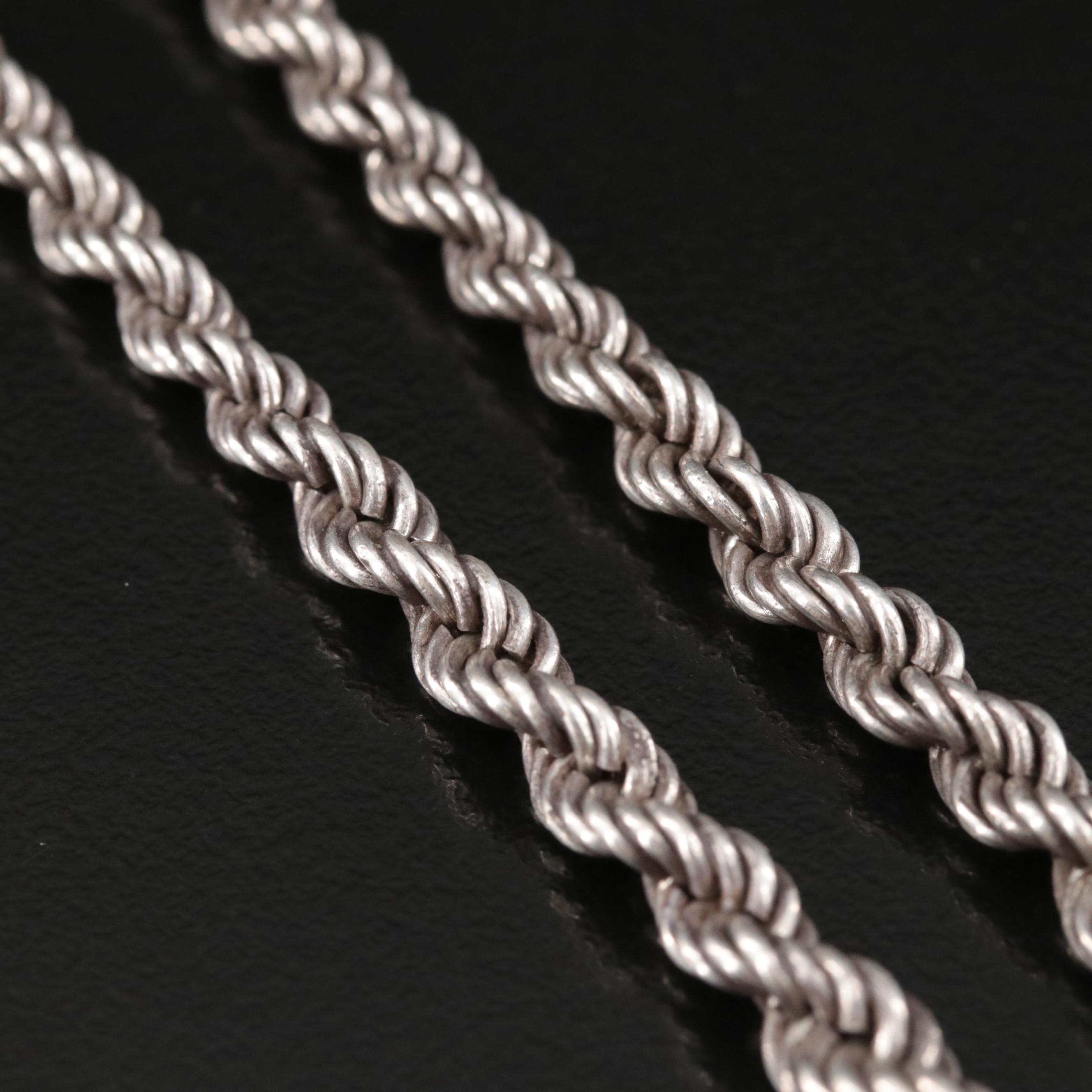 Sterling Graduated French Rope Chain Necklace