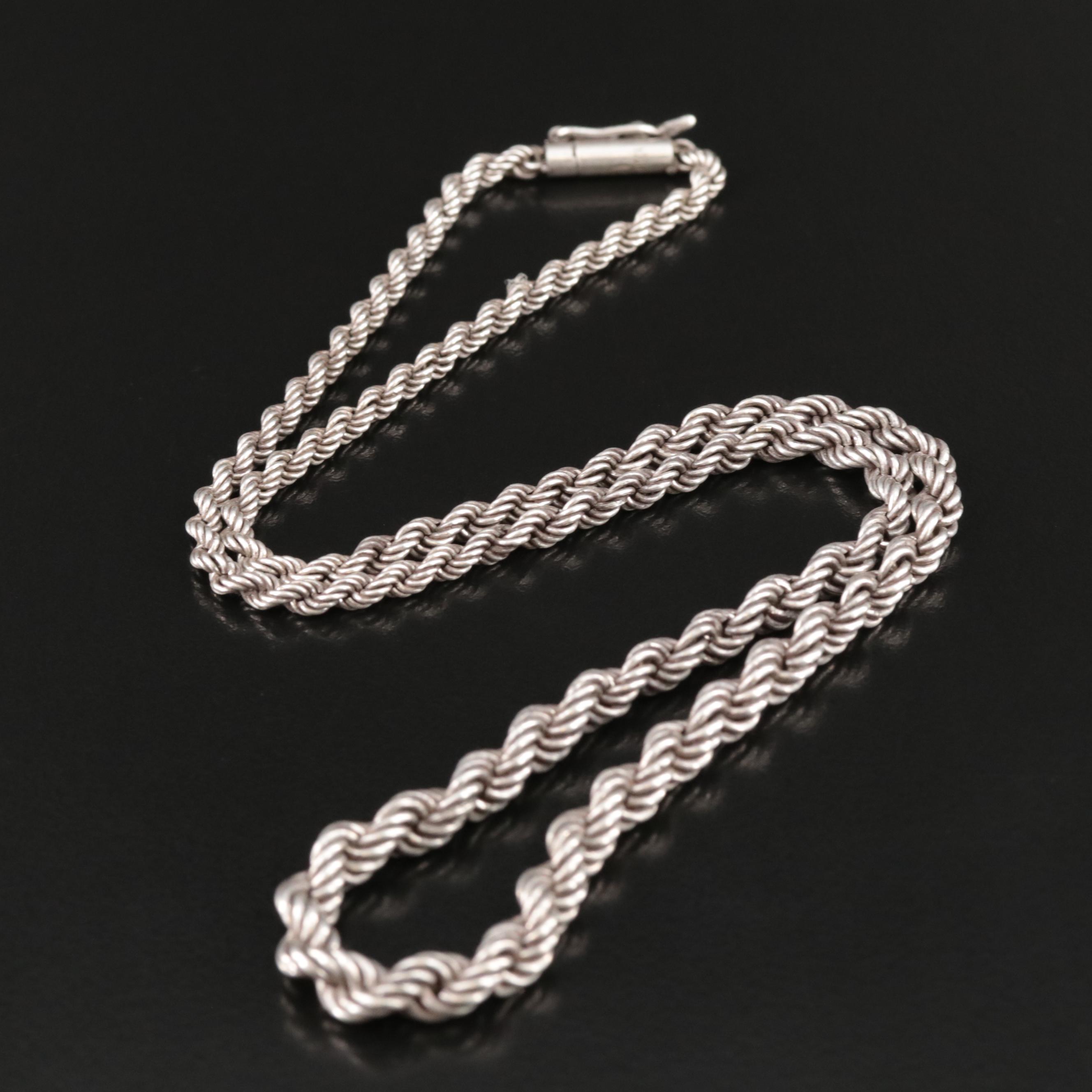 Sterling Graduated French Rope Chain Necklace