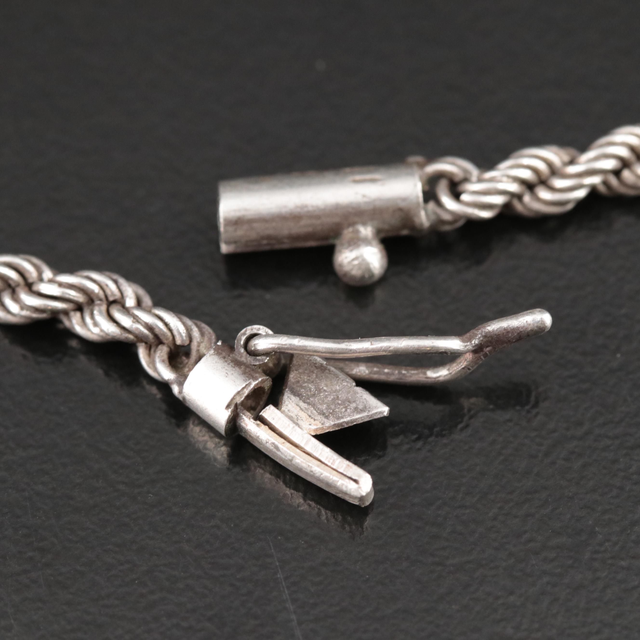 Sterling Graduated French Rope Chain Necklace