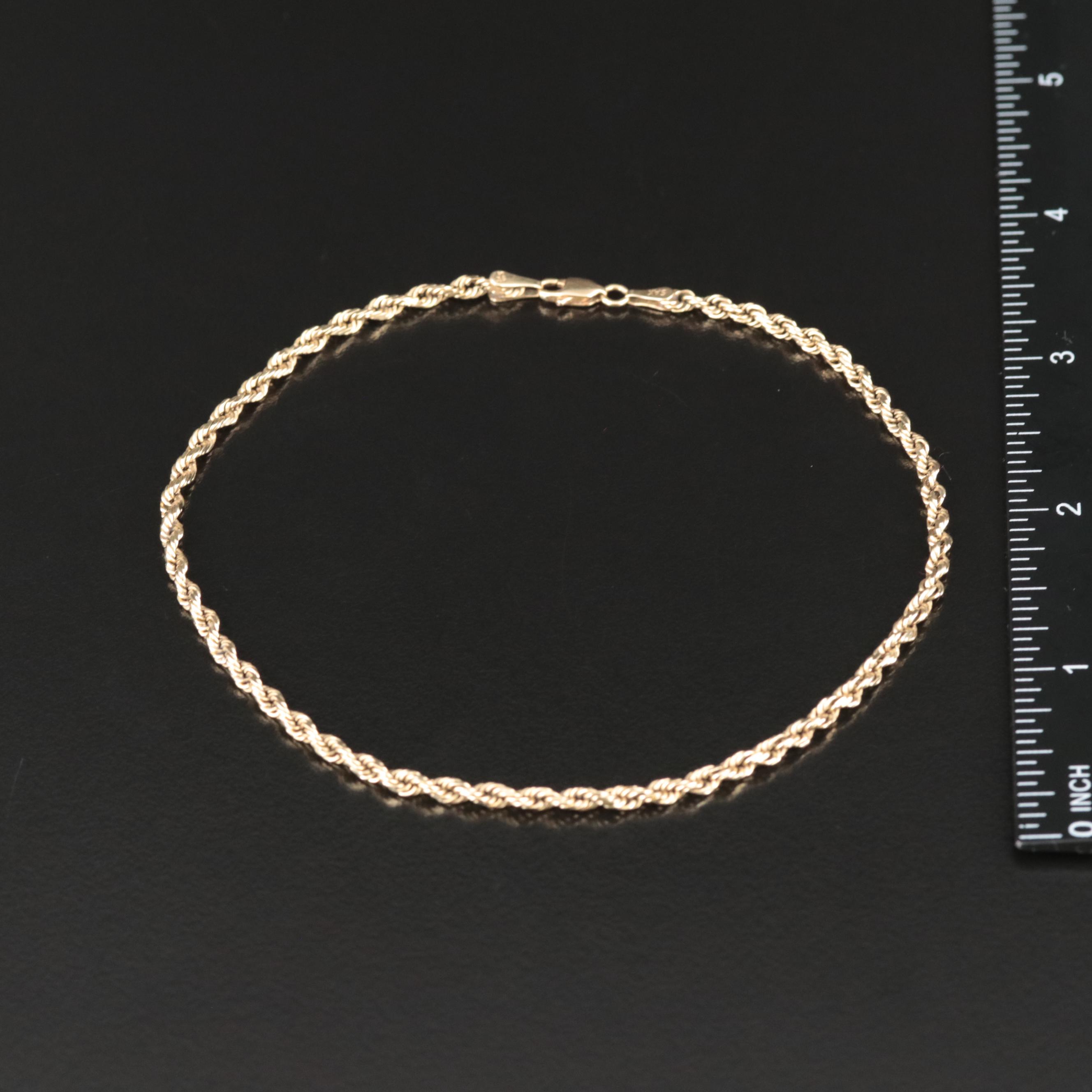 14K Rope Ankle Bracelet