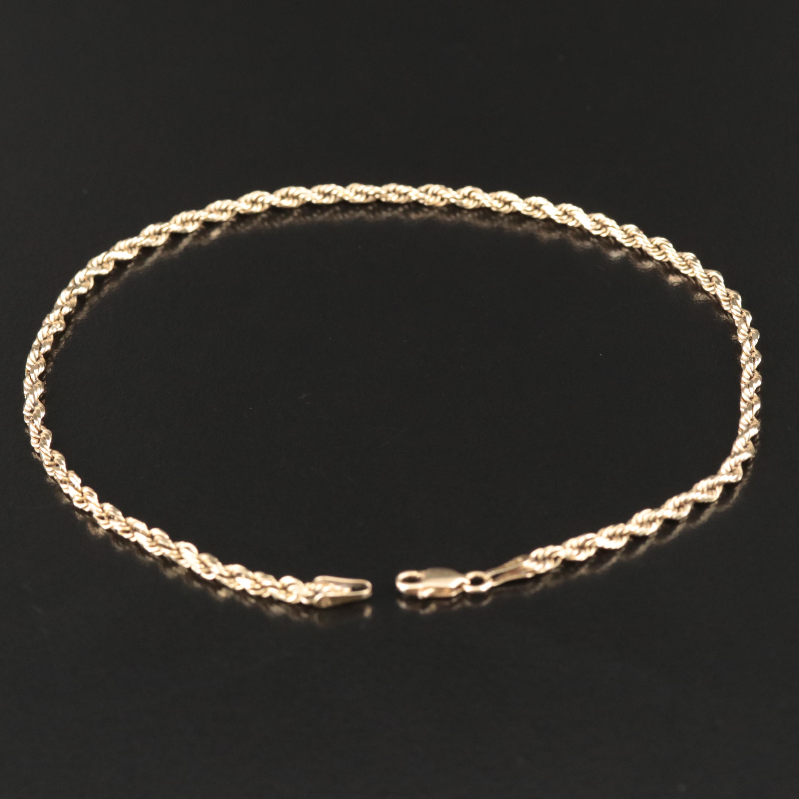 14K Rope Ankle Bracelet