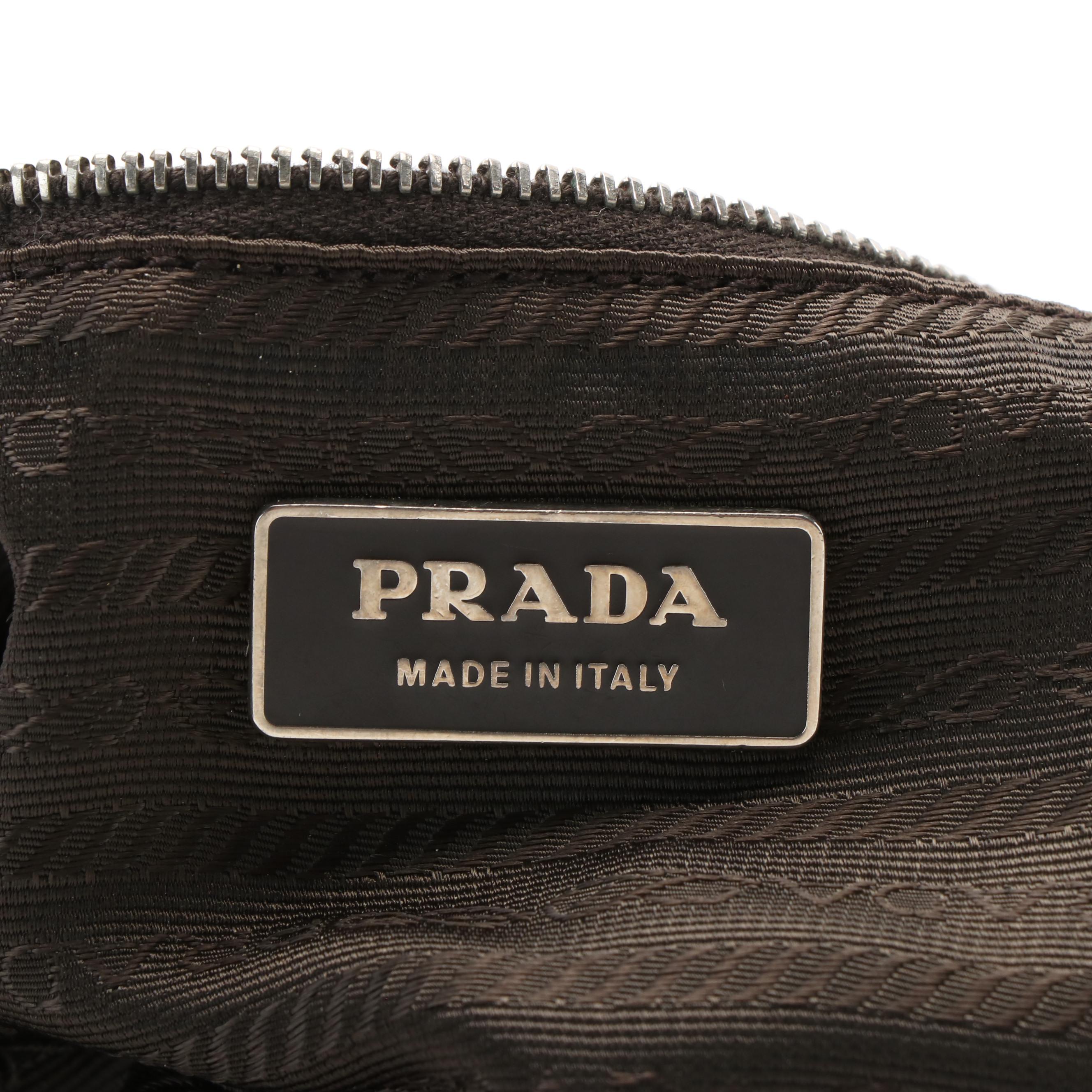Prada Green Tessuto Nylon and Leather Shoulder Bag