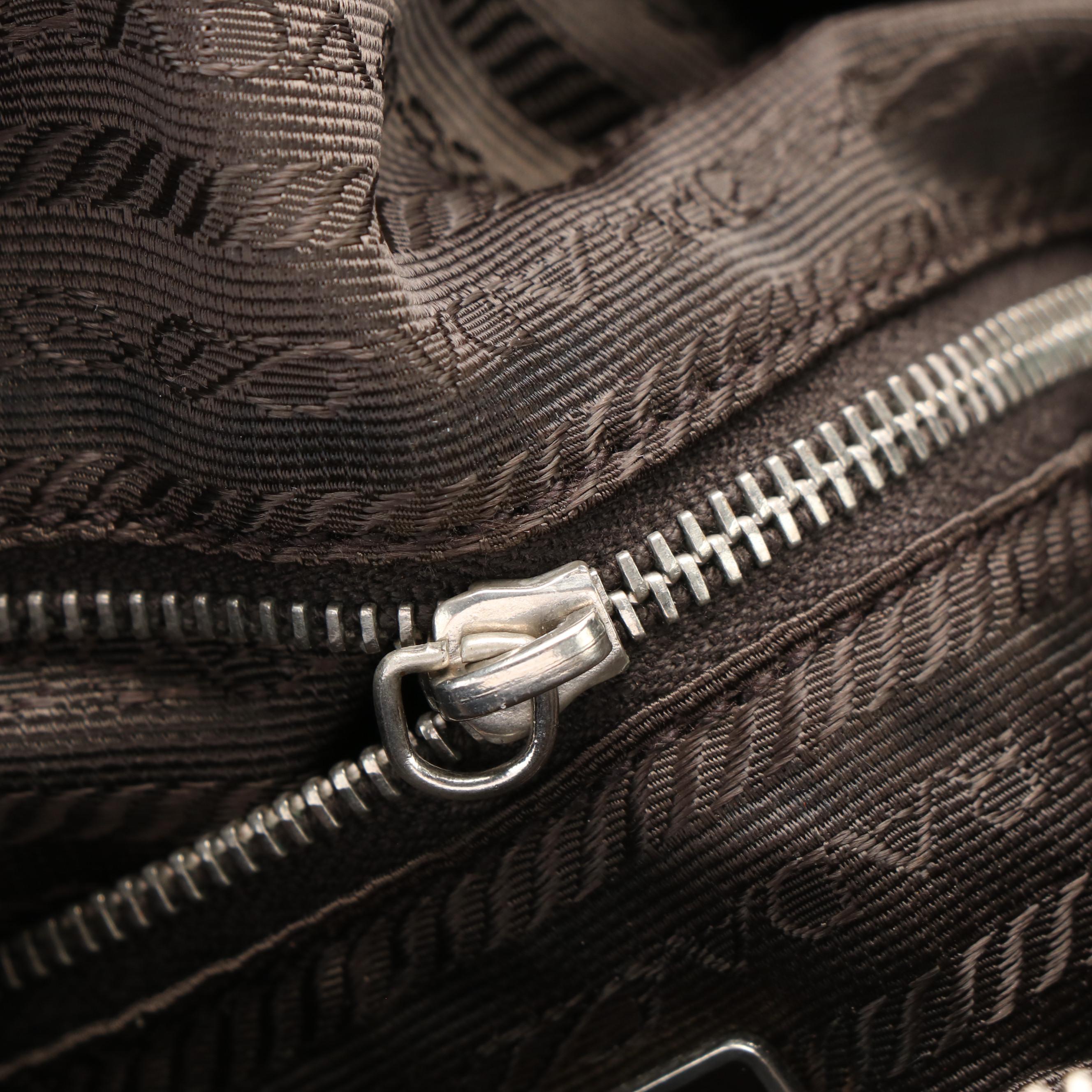 Prada Green Tessuto Nylon and Leather Shoulder Bag