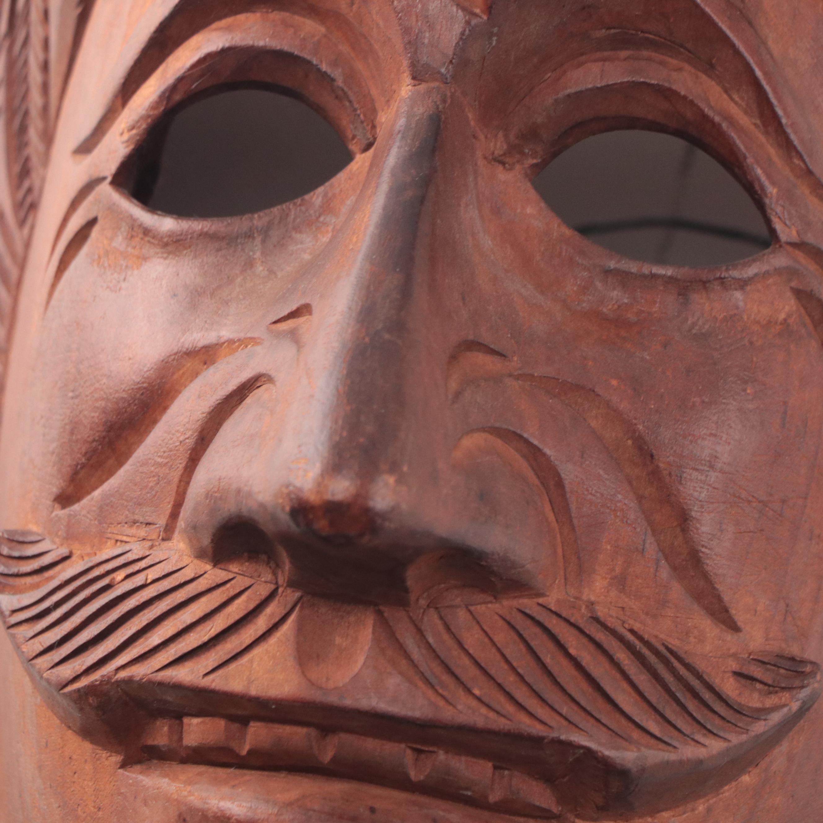 African and Guatemalan Carved Wood Masks, Late 20th Century