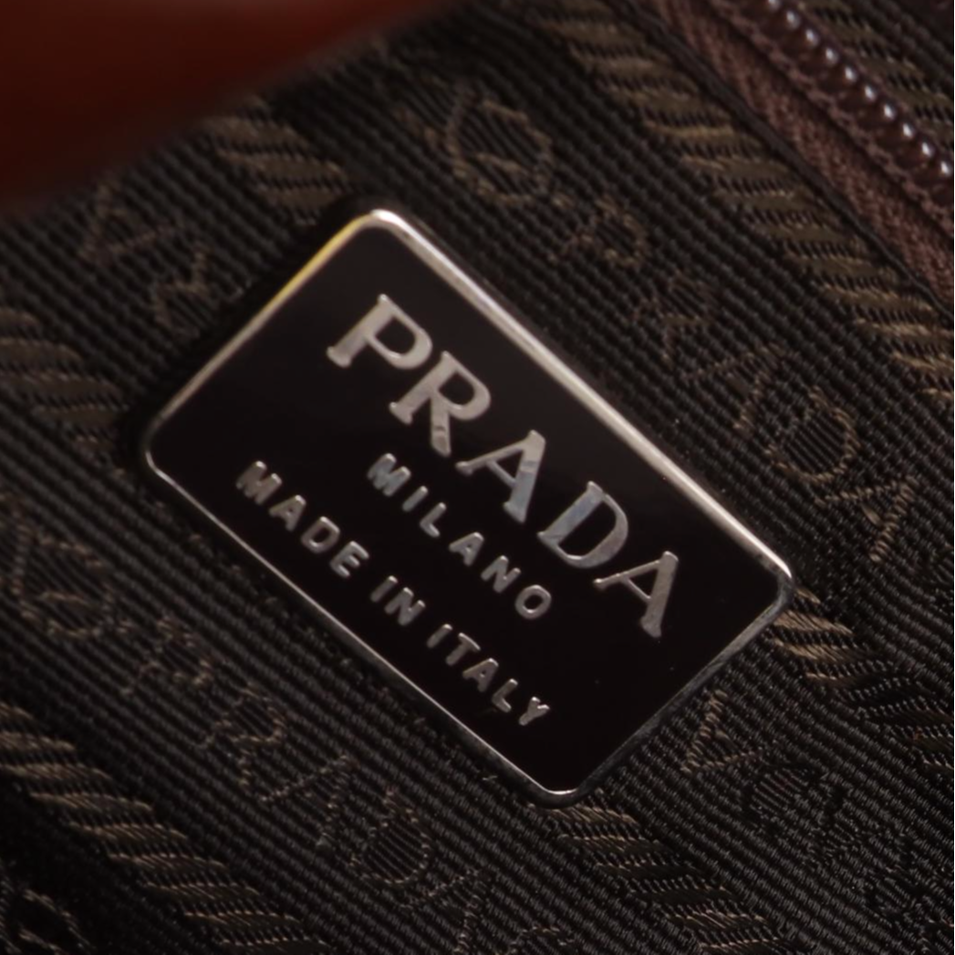 Prada Patent Leather Underarm Bag with Embroidered Flower