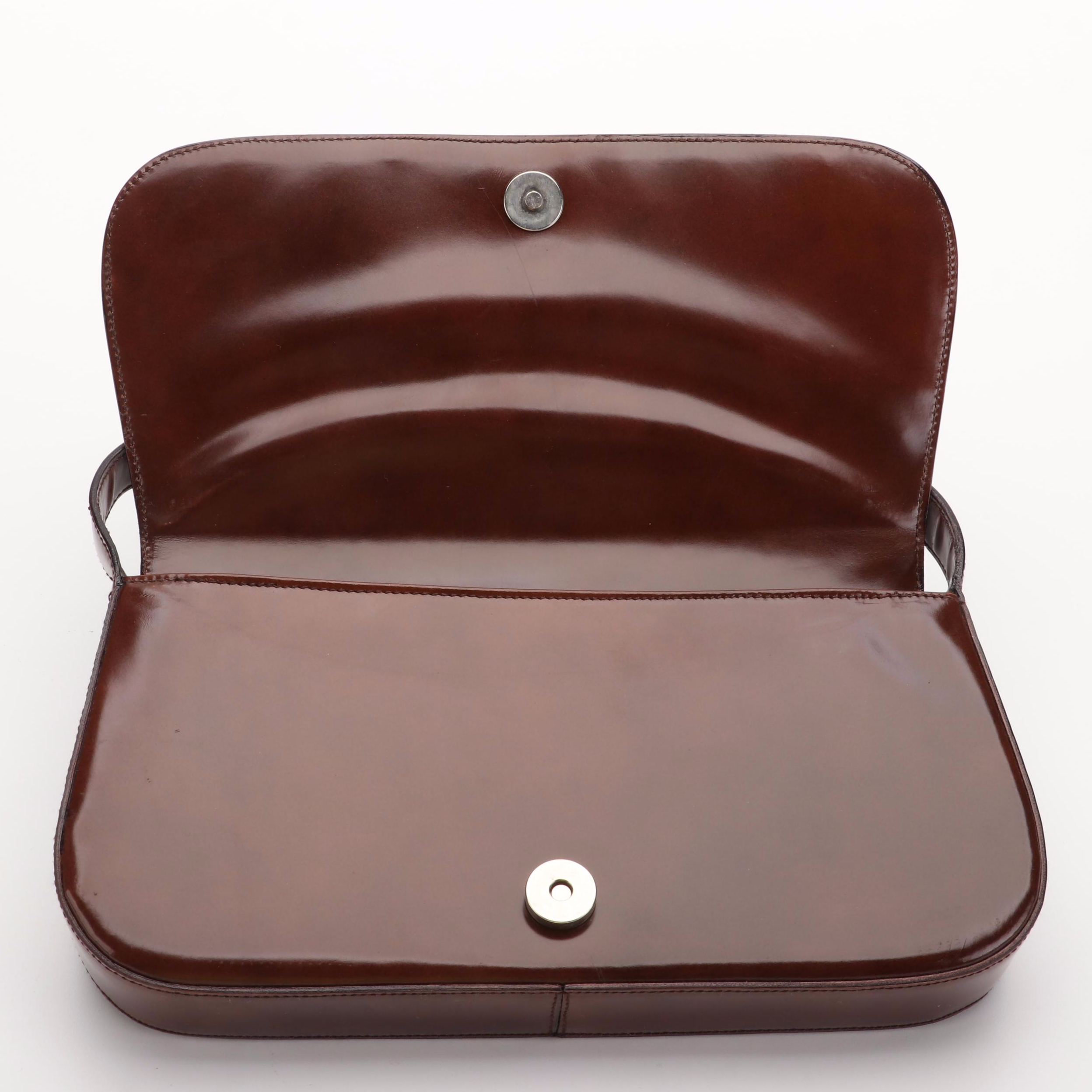 Prada Patent Leather Underarm Bag with Embroidered Flower