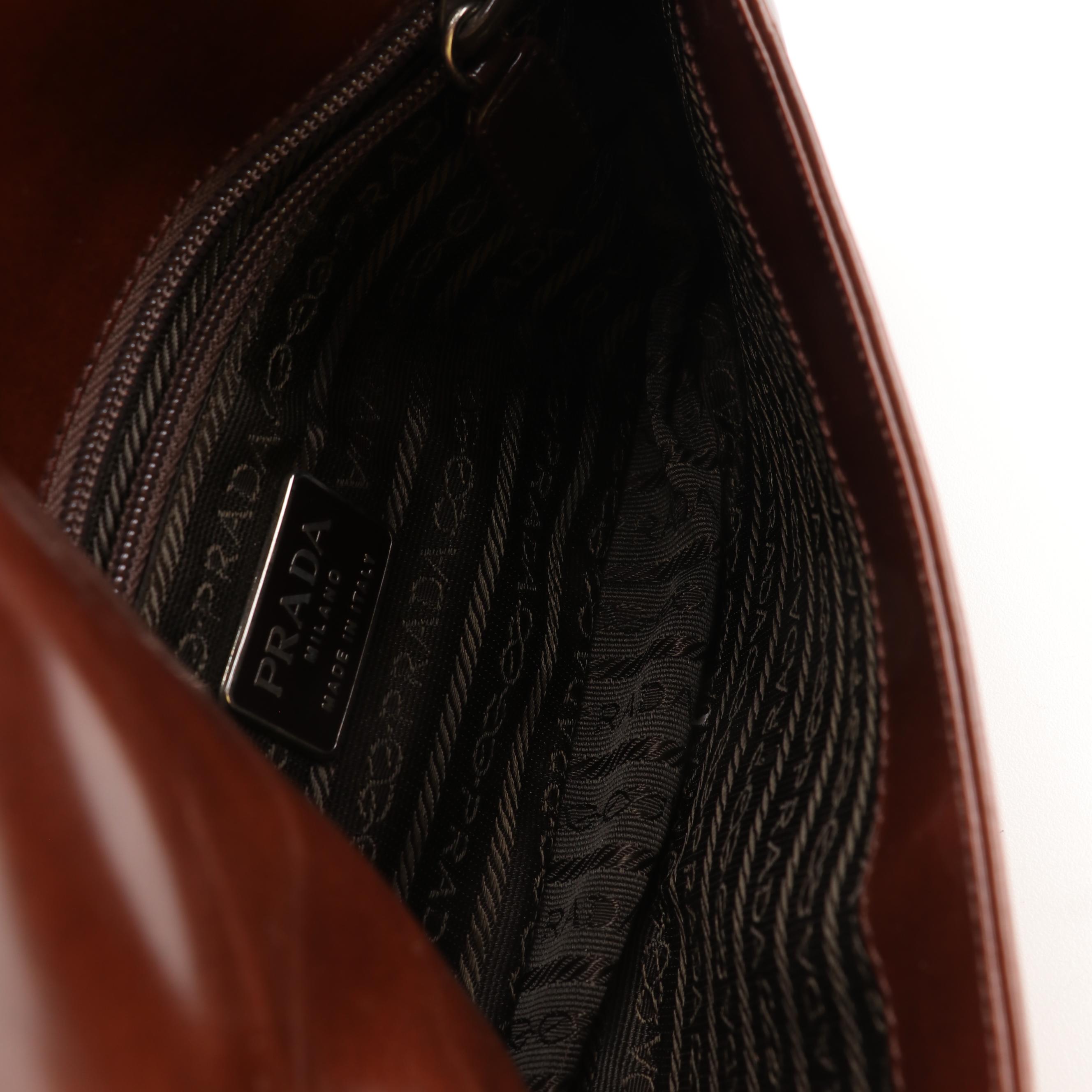 Prada Patent Leather Underarm Bag with Embroidered Flower