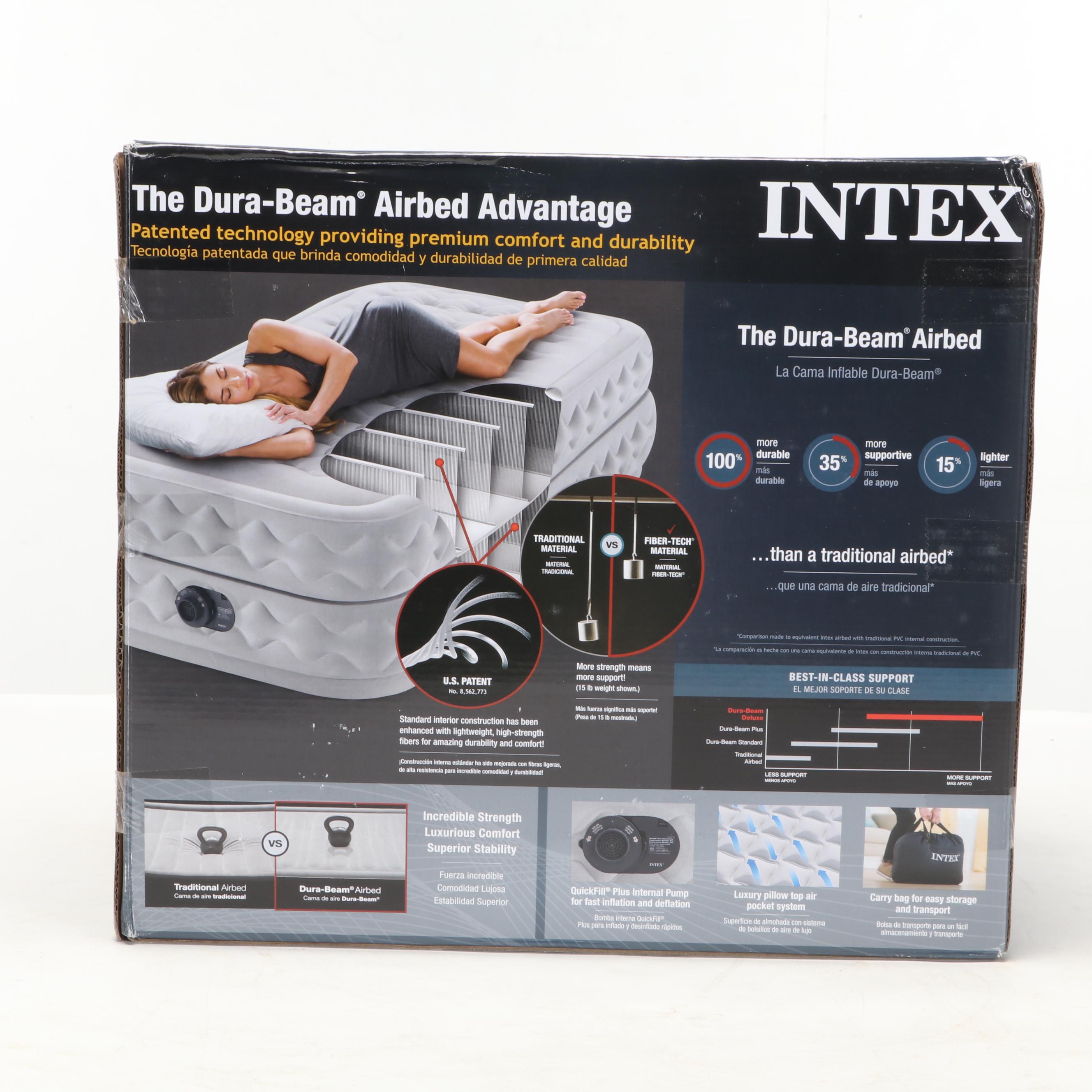 Dura-Beam Deluxe Twin Air Mattress w/ Built-In Electric Pump