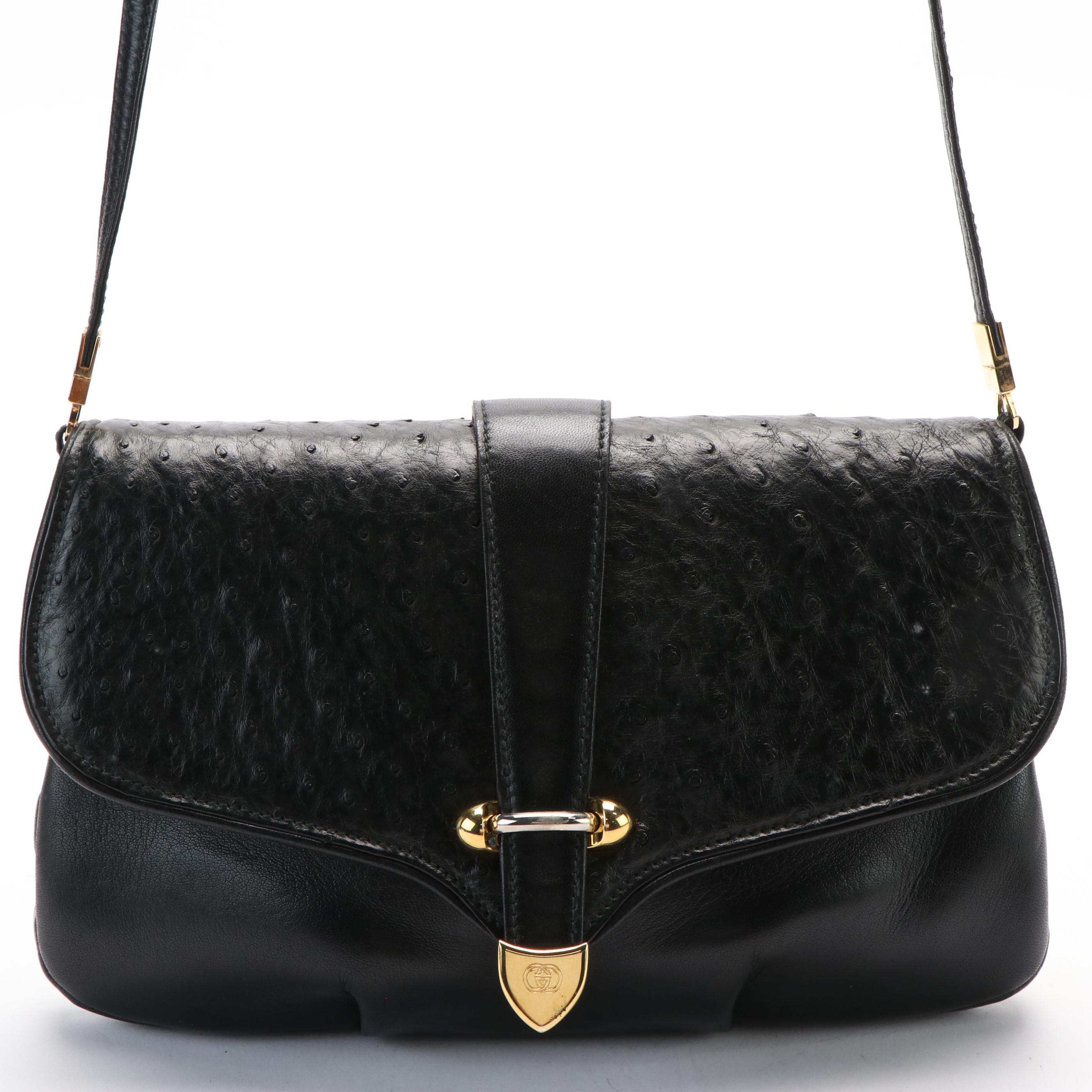 Gucci Ostrich Leather Shoulder Bag