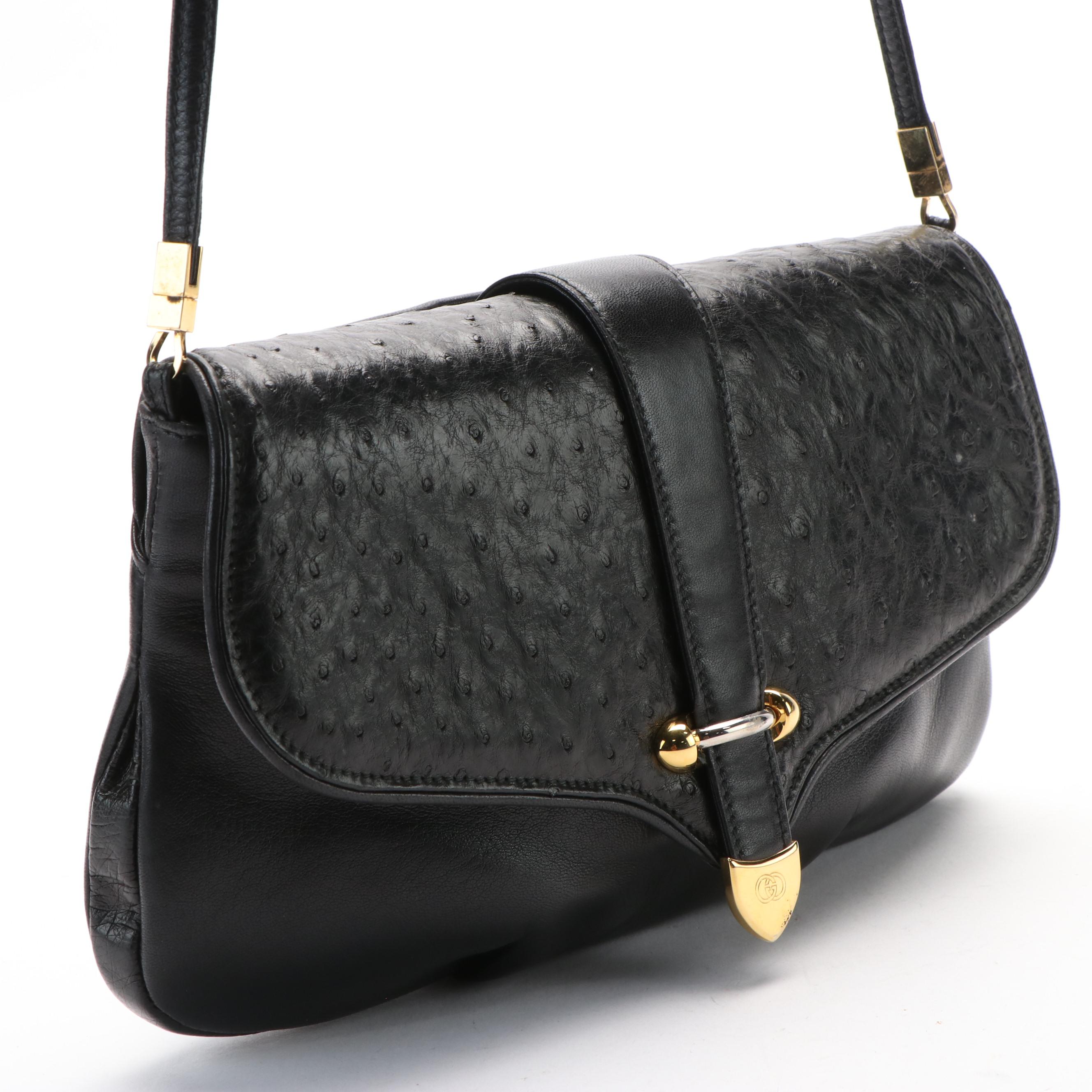 Gucci Ostrich Leather Shoulder Bag
