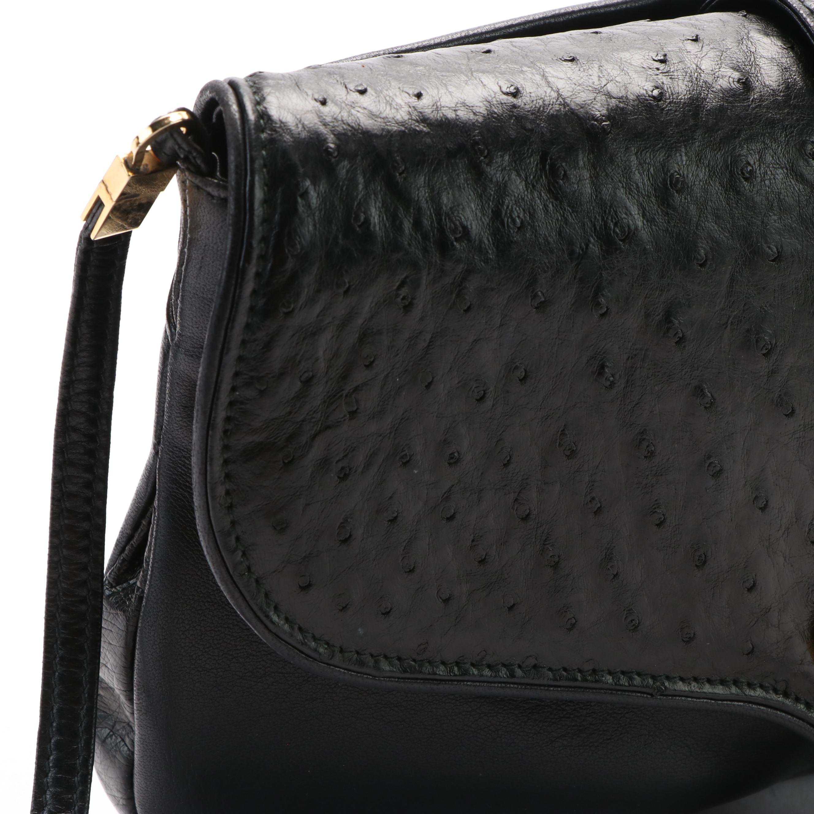 Gucci Ostrich Leather Shoulder Bag