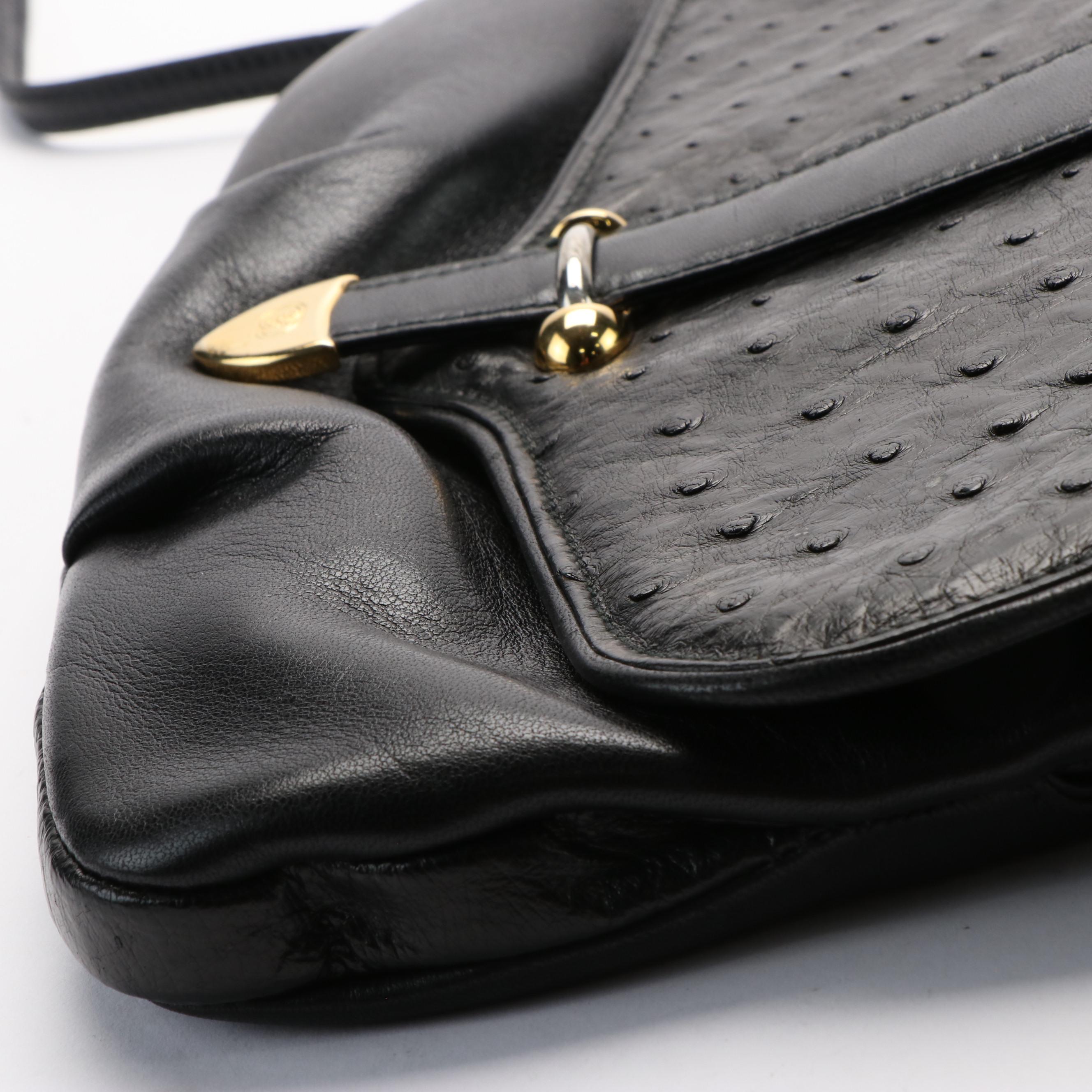 Gucci Ostrich Leather Shoulder Bag