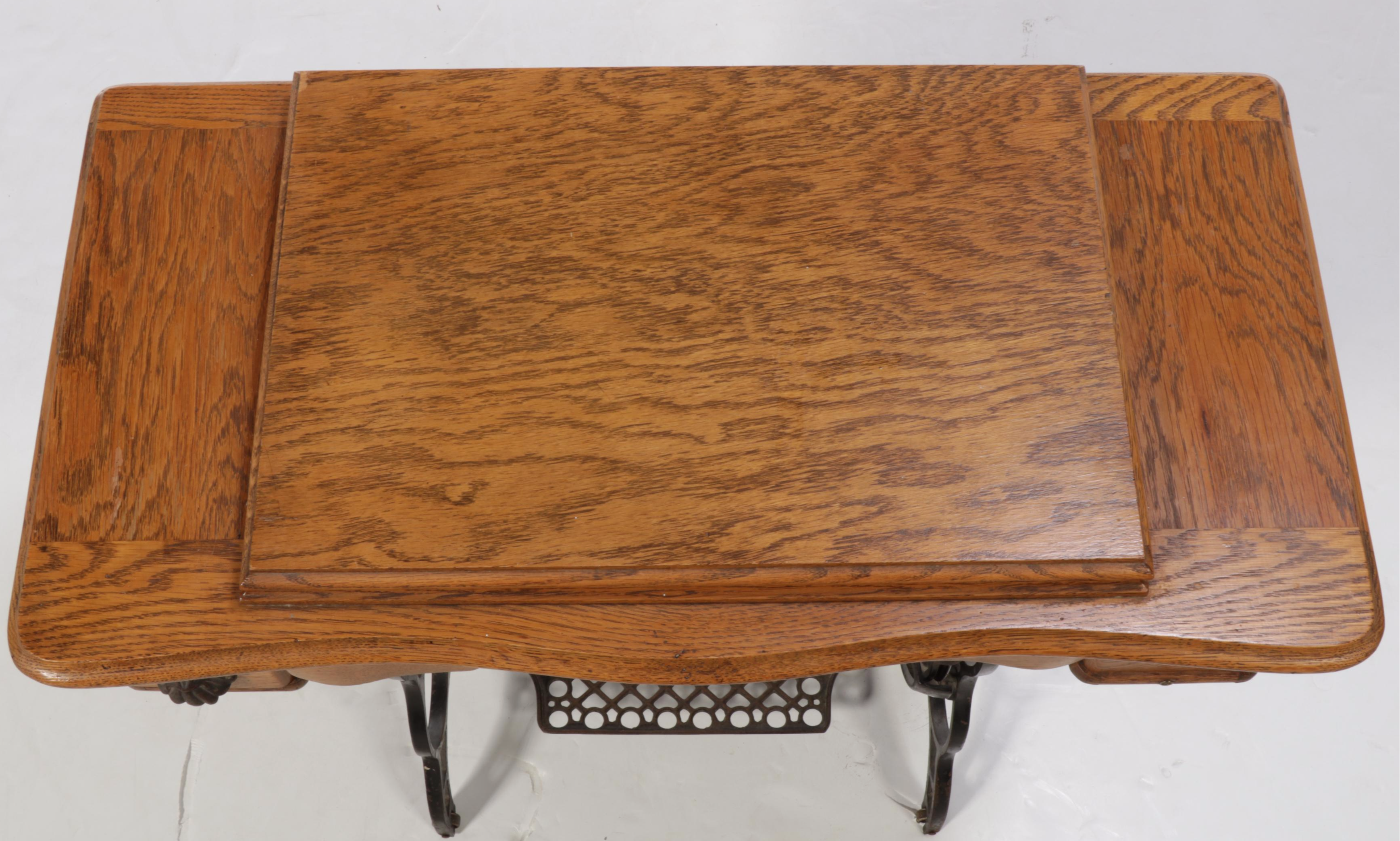 Davis Oak and Cast Iron Treadle Base Sewing Machine, Early 20th Century