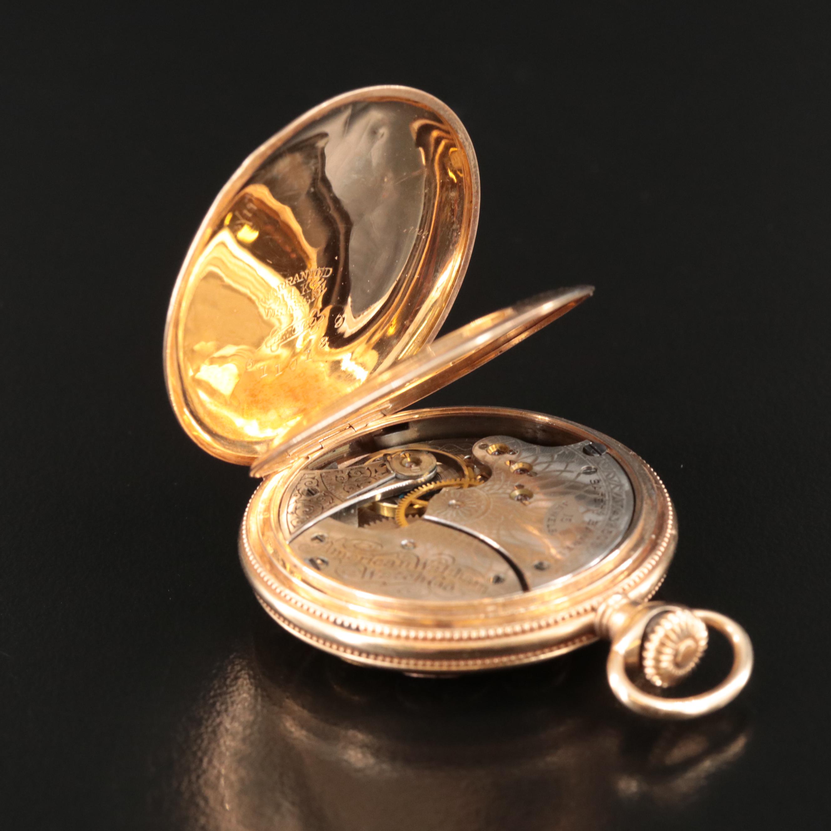 14K Waltham Multi-Color Ornate Hunting Case Pocket Watch