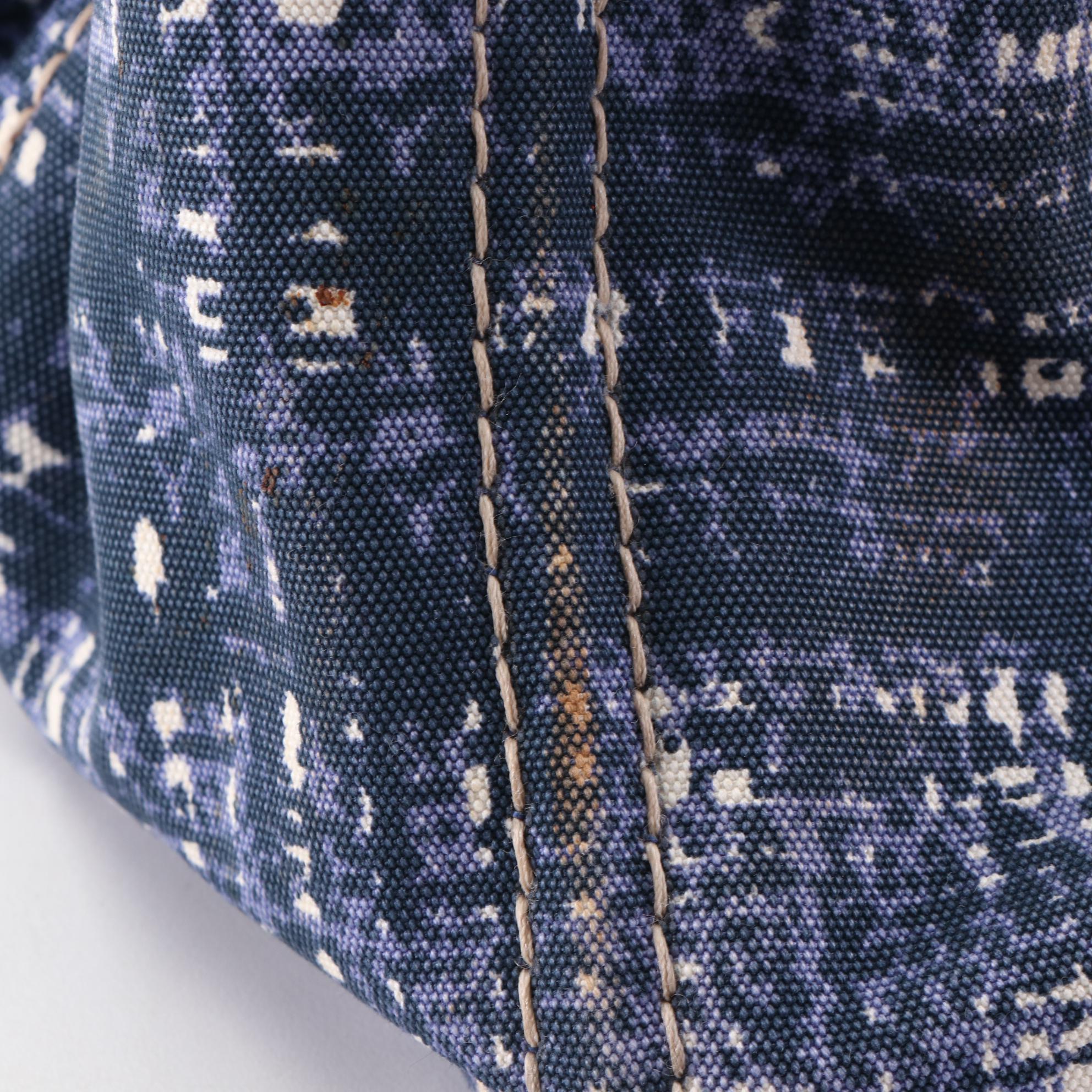 Prada Tote Bag B1872B in Distressed Tweed Print Canapa Canvas