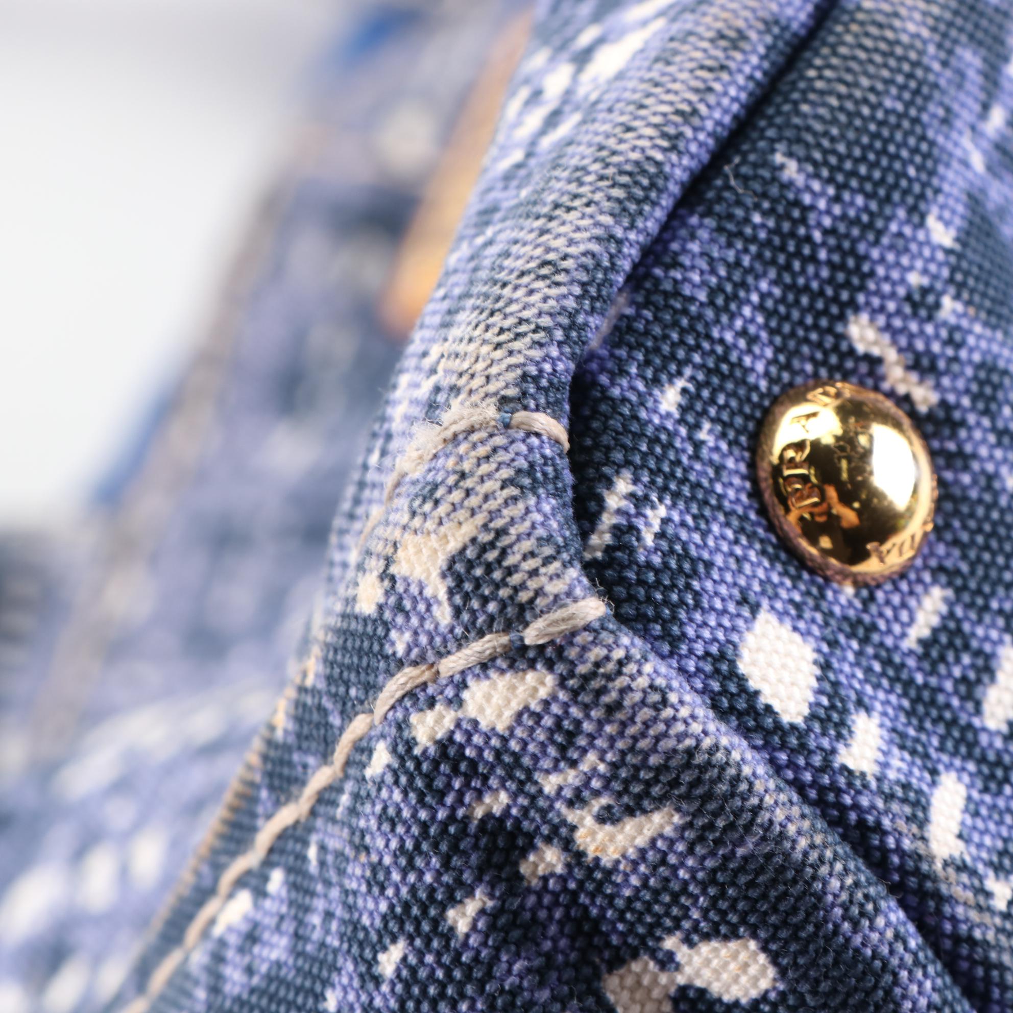 Prada Tote Bag B1872B in Distressed Tweed Print Canapa Canvas