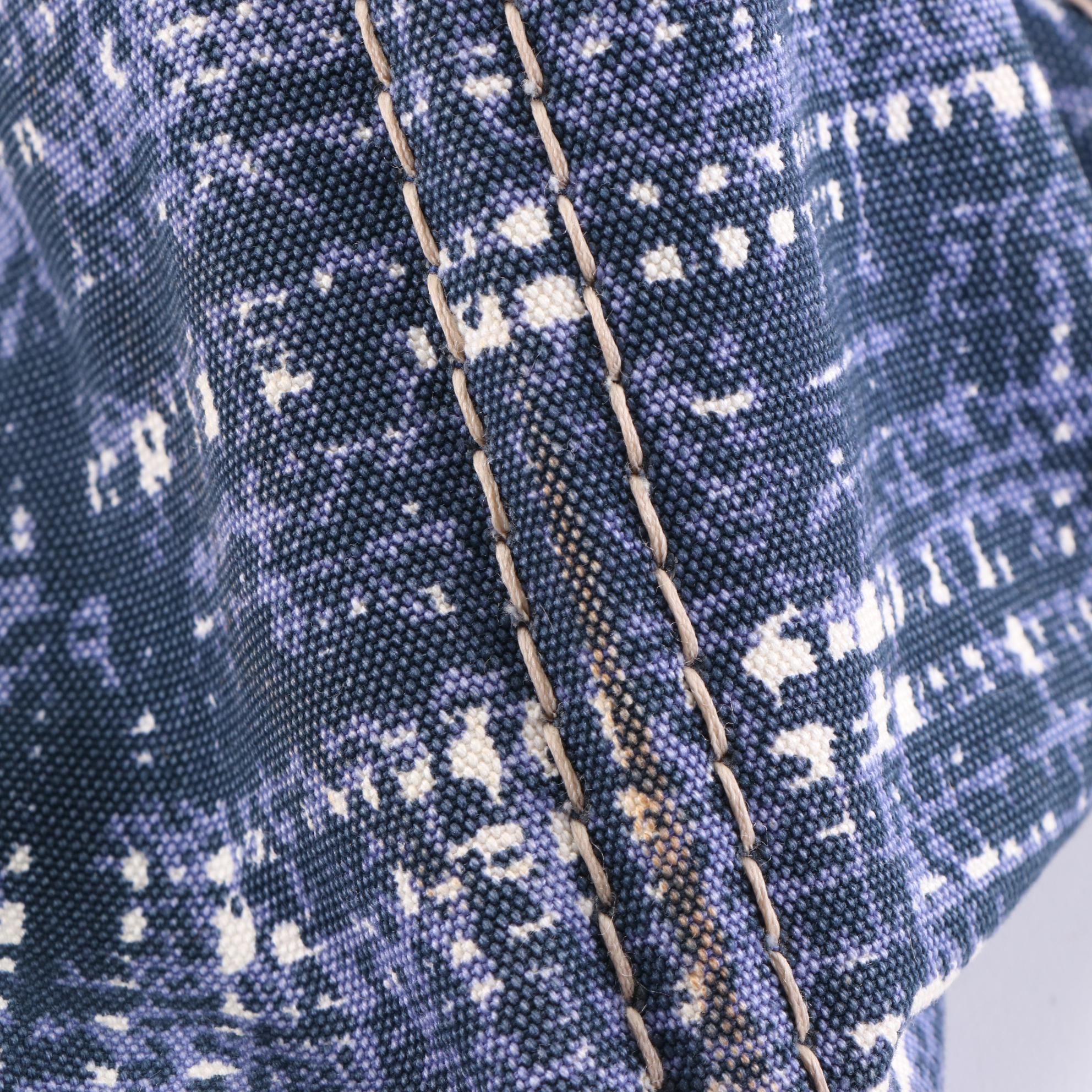 Prada Tote Bag B1872B in Distressed Tweed Print Canapa Canvas