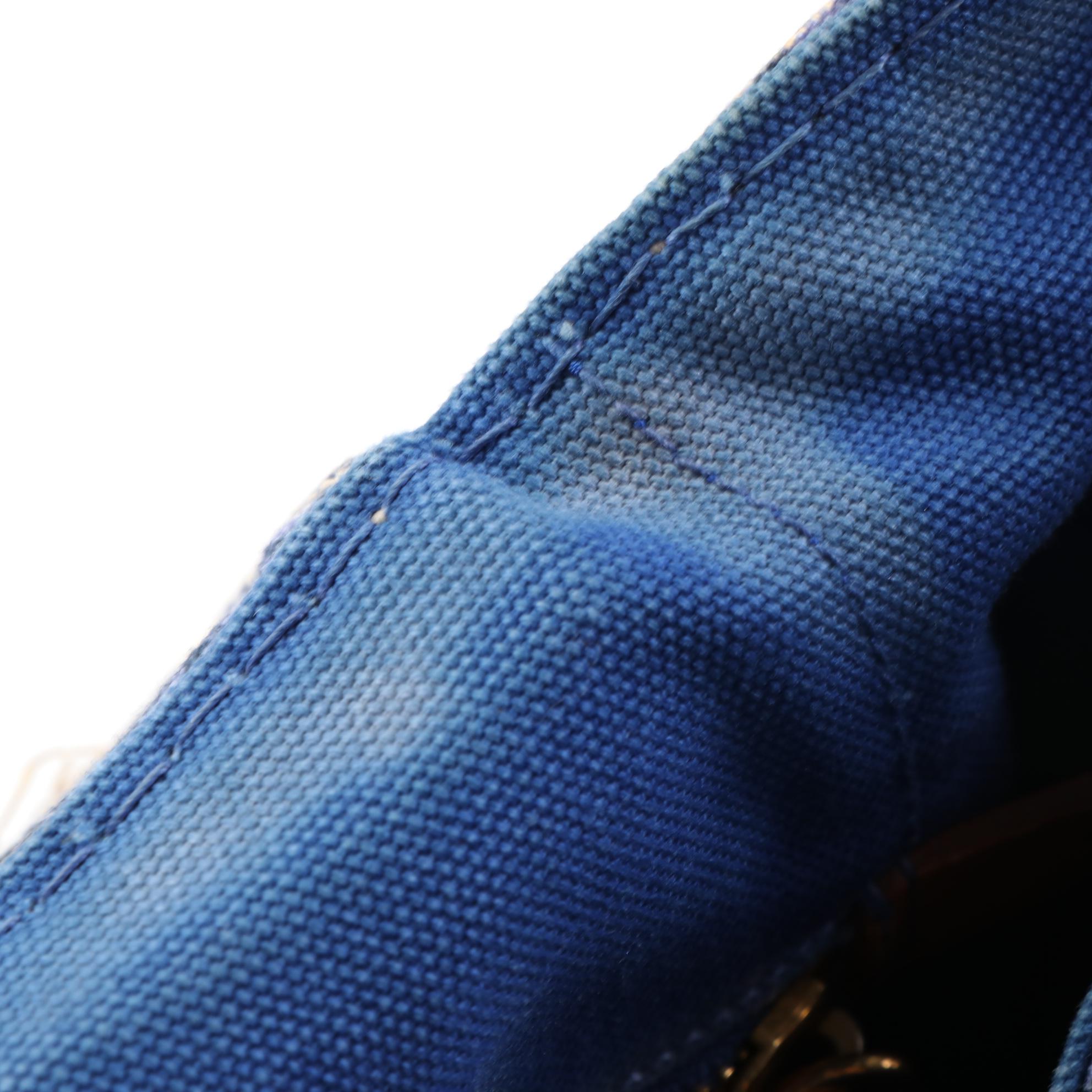 Prada Tote Bag B1872B in Distressed Tweed Print Canapa Canvas