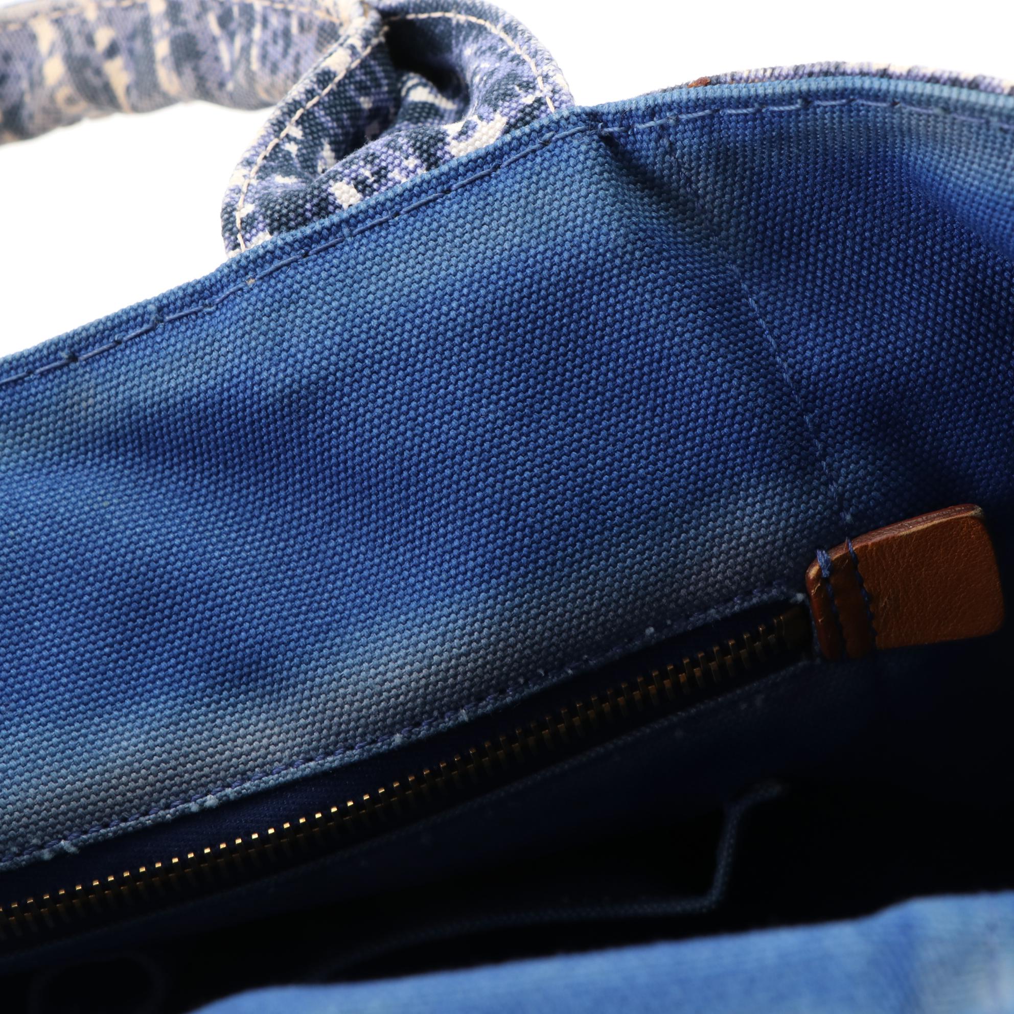 Prada Tote Bag B1872B in Distressed Tweed Print Canapa Canvas