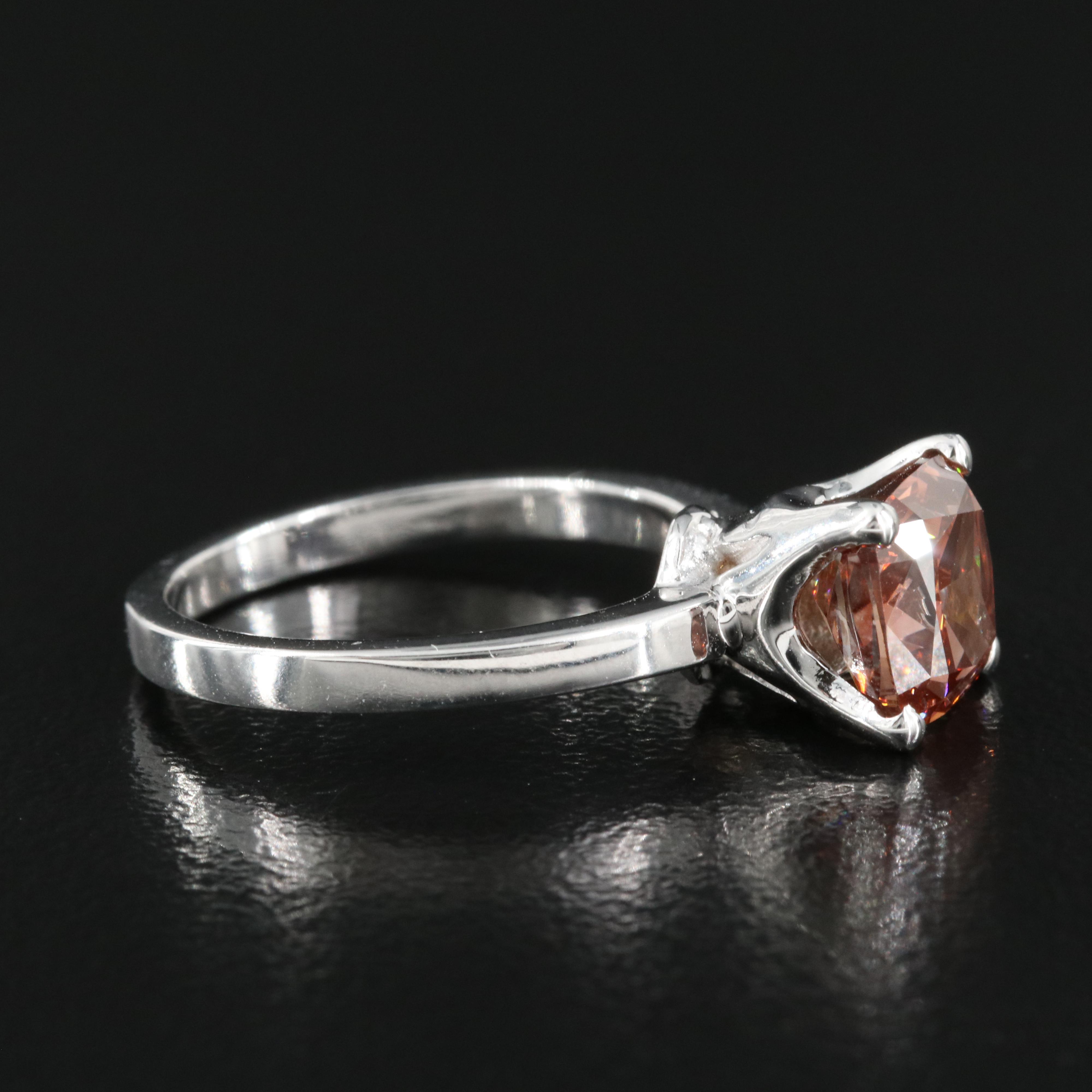 18K 2.28 CT Fancy Deep Reddish Orange Diamond Solitaire Ring