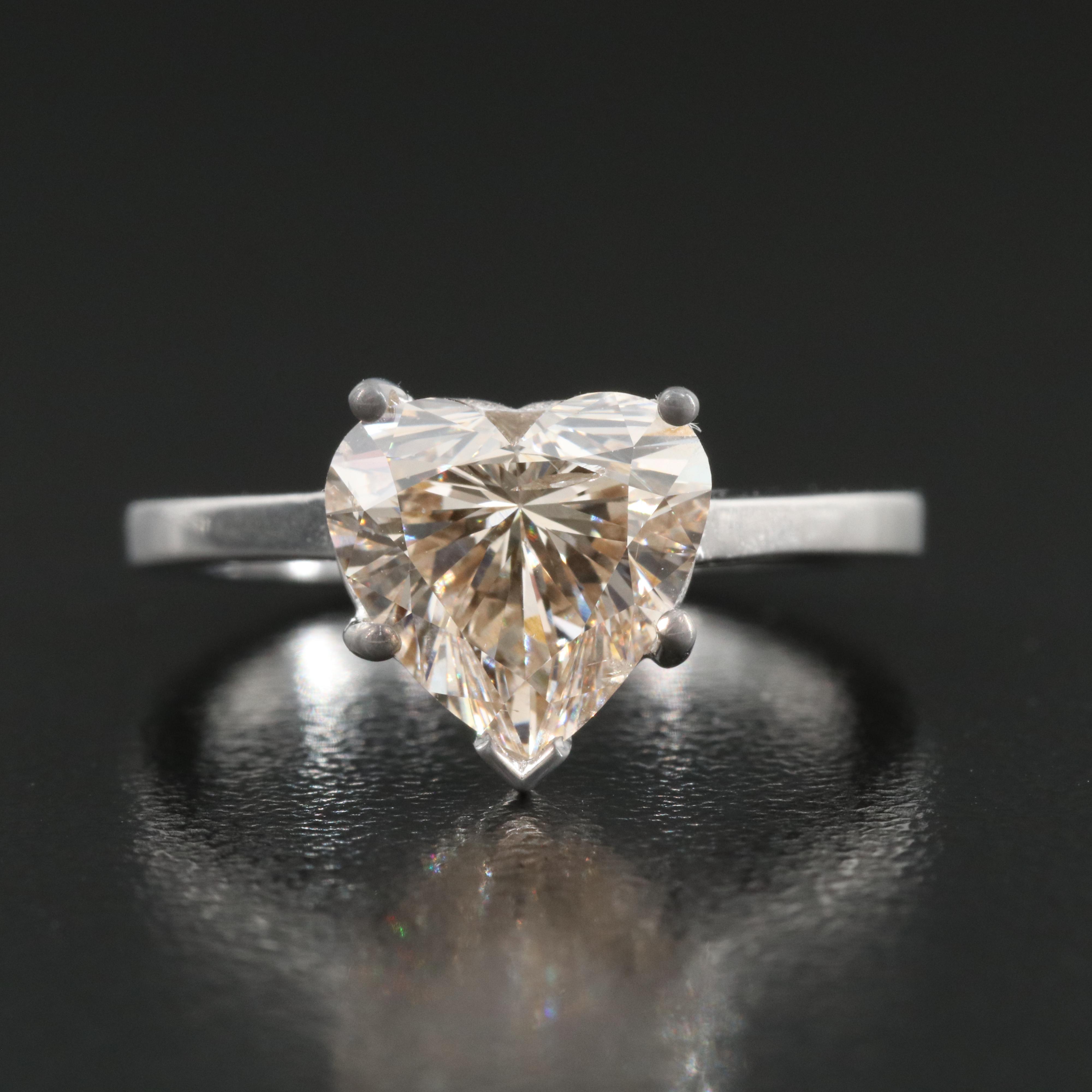 18K 2.17 CT Diamond Heart Solitaire Ring