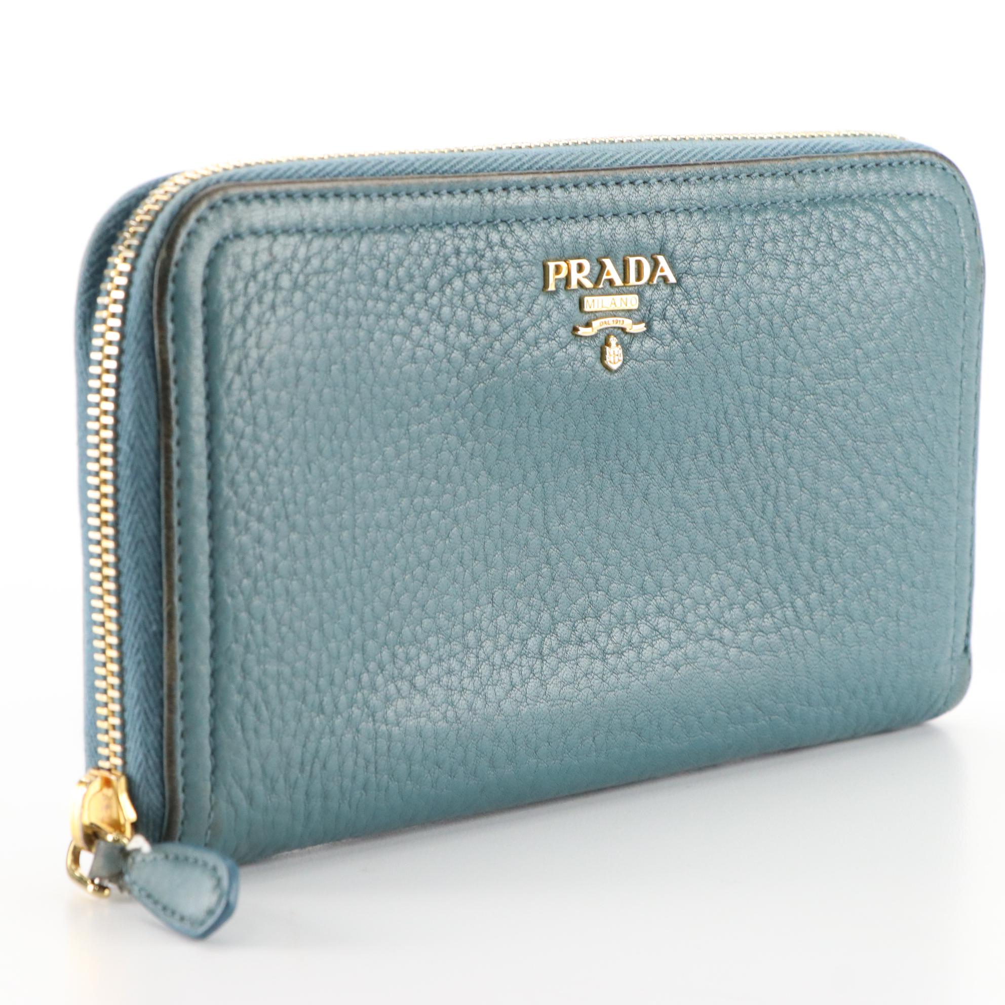 Prada Zip-Around Wallet in Vitello Daino Leather with Box