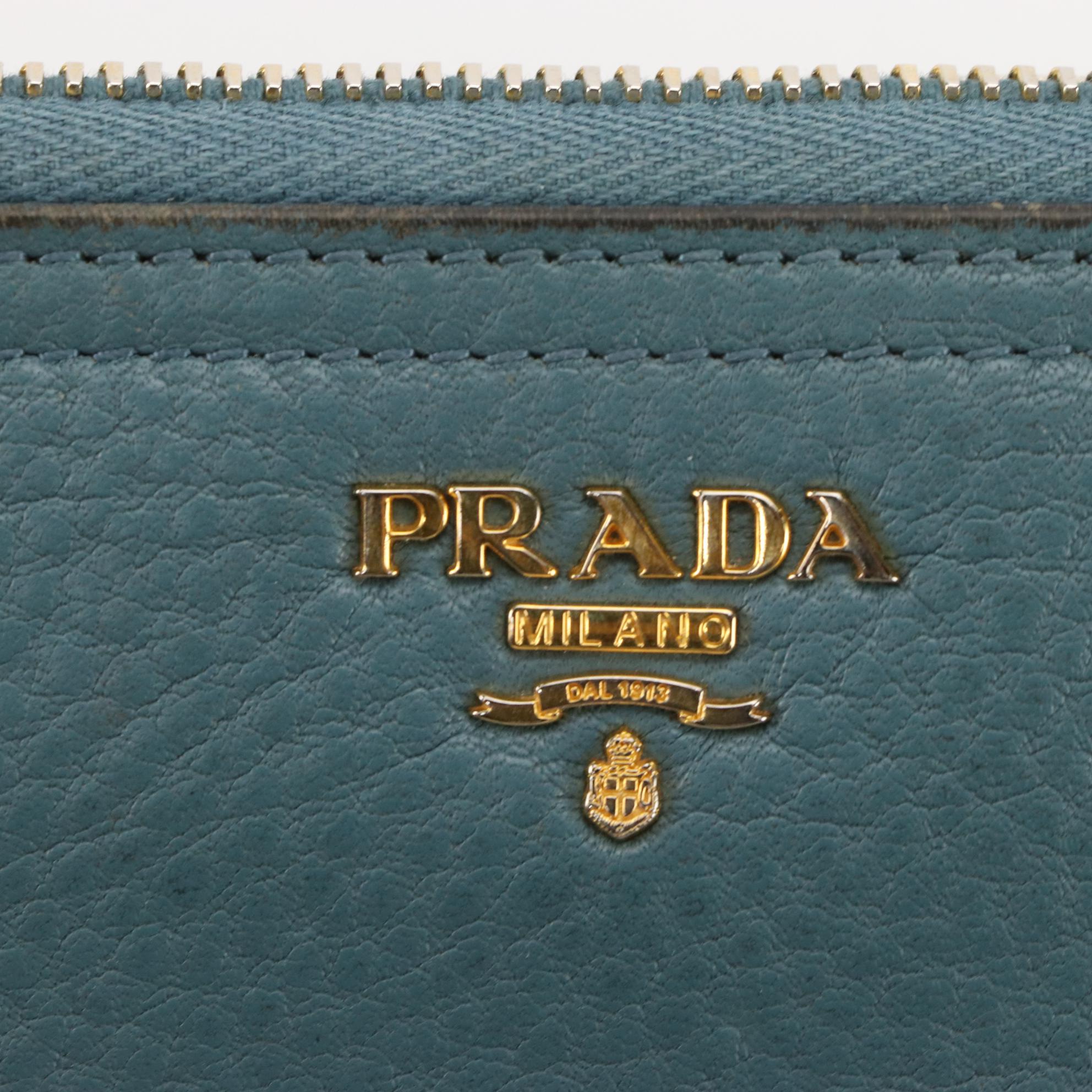 Prada Zip-Around Wallet in Vitello Daino Leather with Box