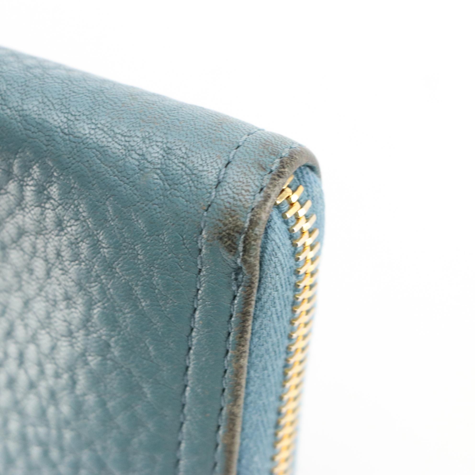 Prada Zip-Around Wallet in Vitello Daino Leather with Box