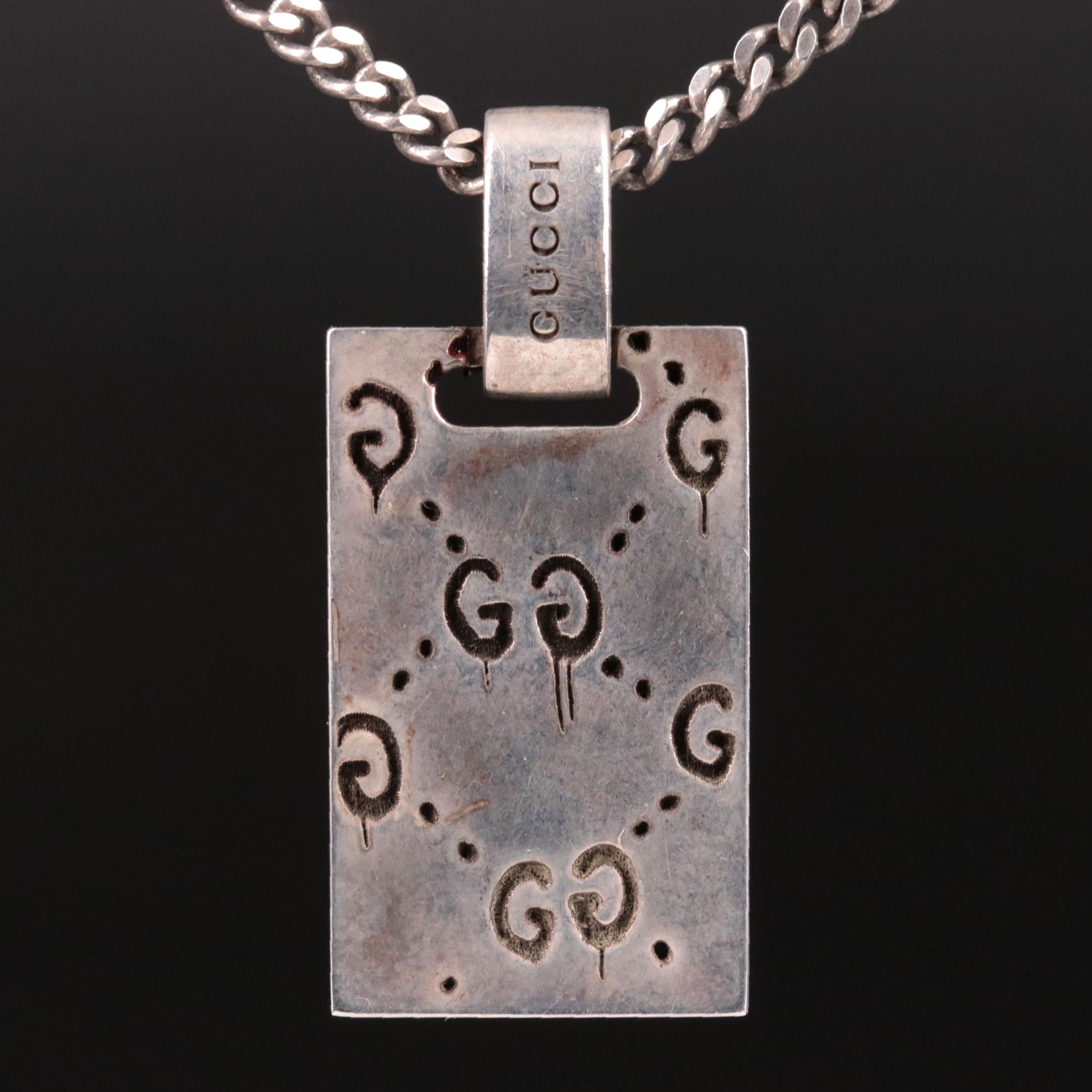 Gucci Sterling Ghost Pendant Necklace