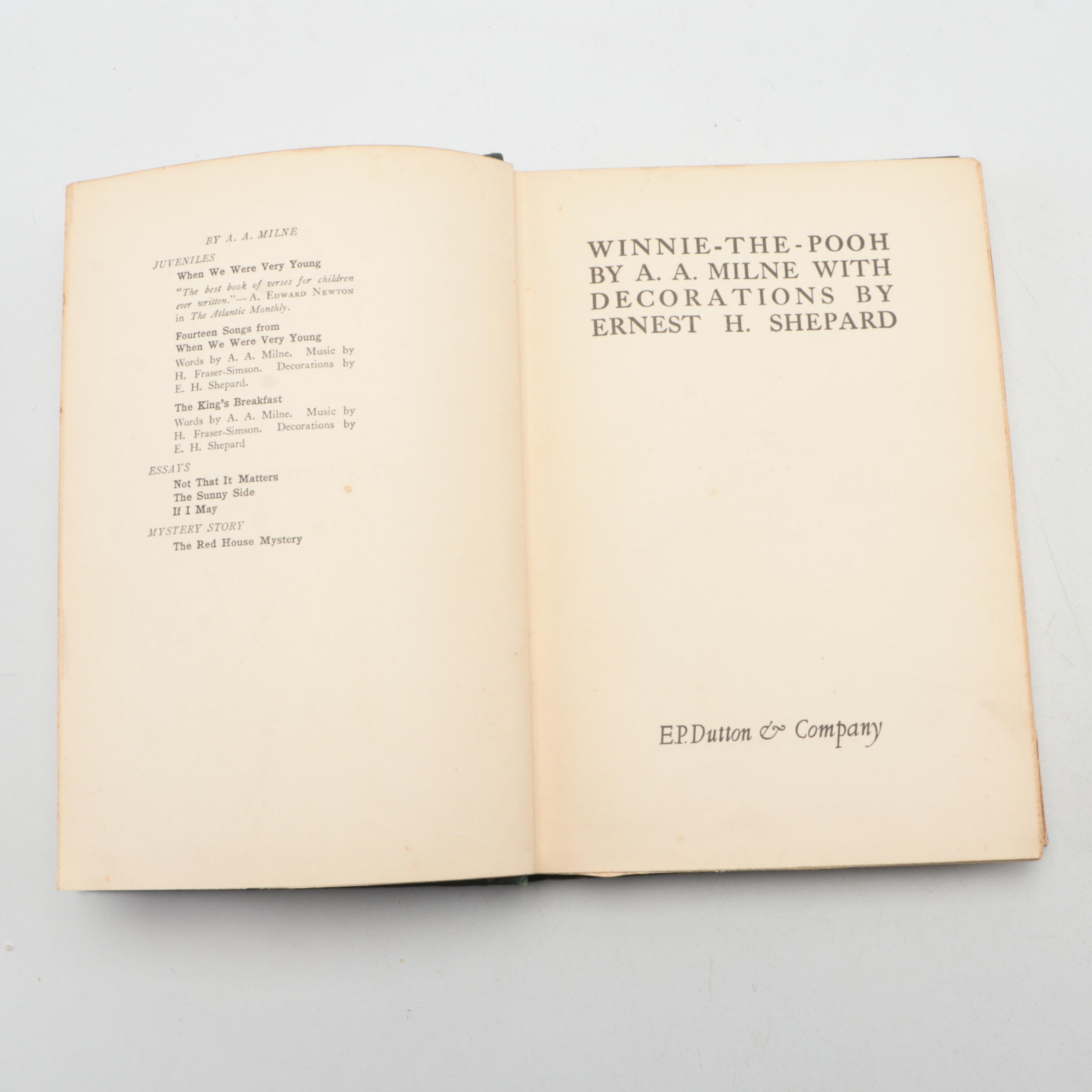 First American Edition "Winnie-the-Pooh" by A. A. Milne, 1926