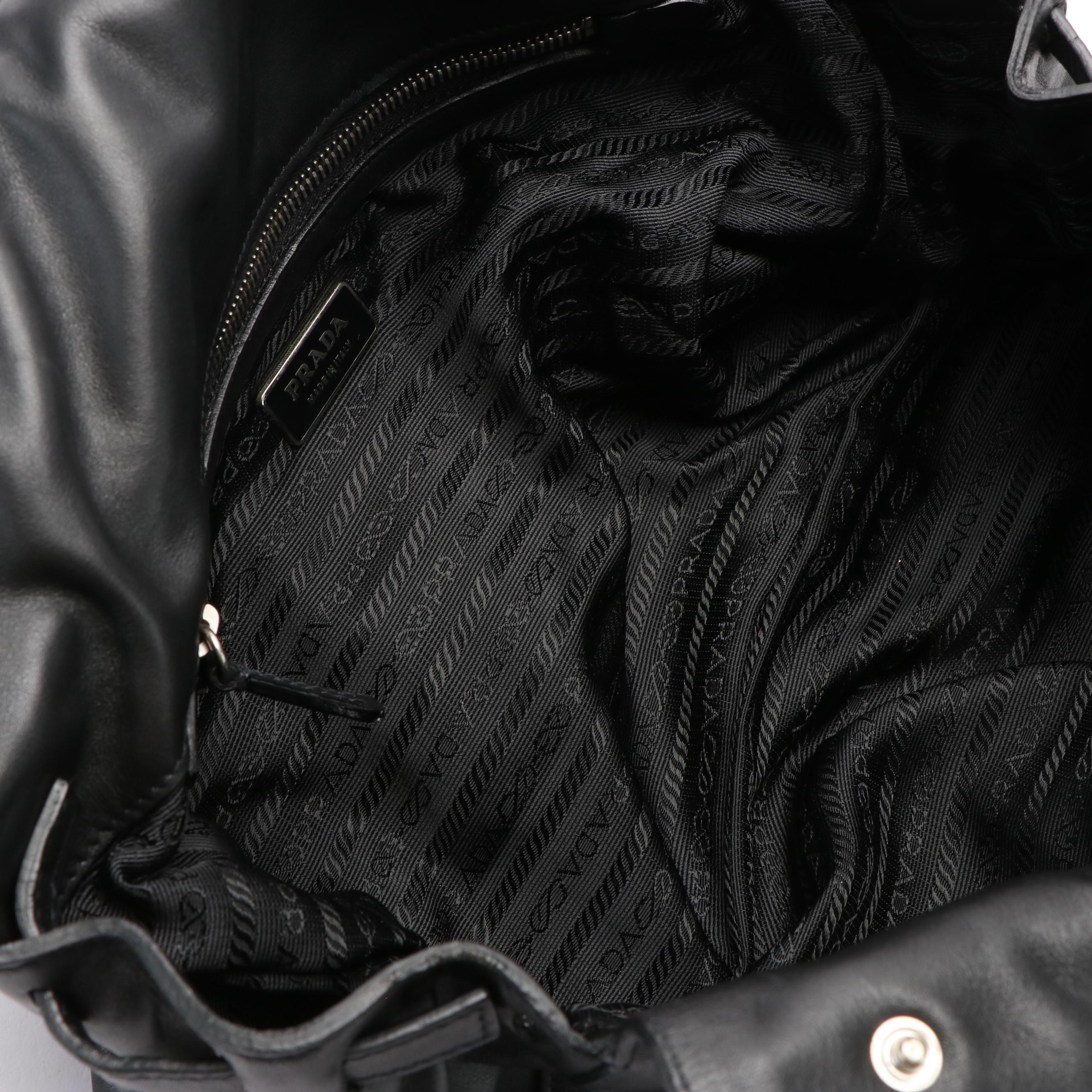 Prada Buffalo Easy Shoulder Bag in Black Vitello Leather