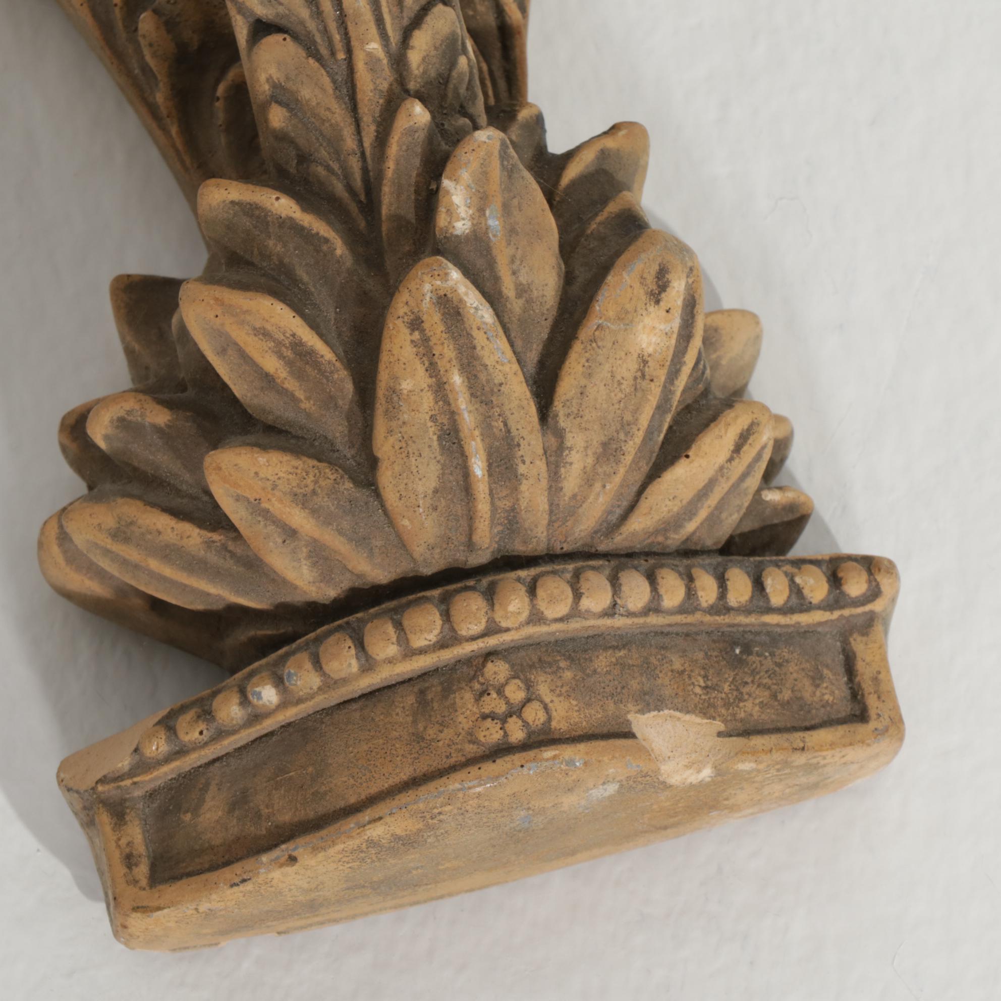 Hand-Carved Giltwood and Plaster Wooden Shelving and Corbels, Wall Decor