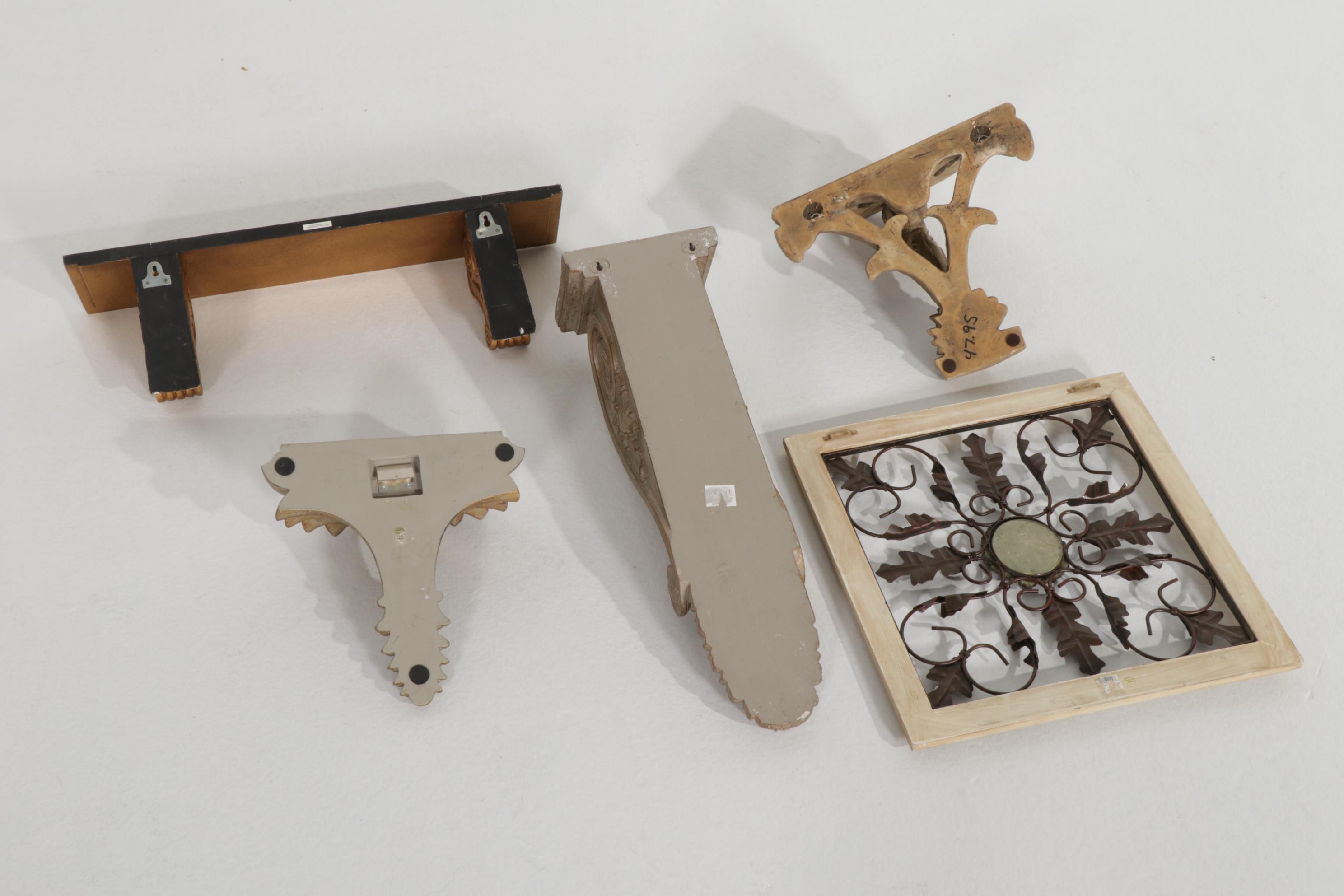 Hand-Carved Giltwood and Plaster Wooden Shelving and Corbels, Wall Decor