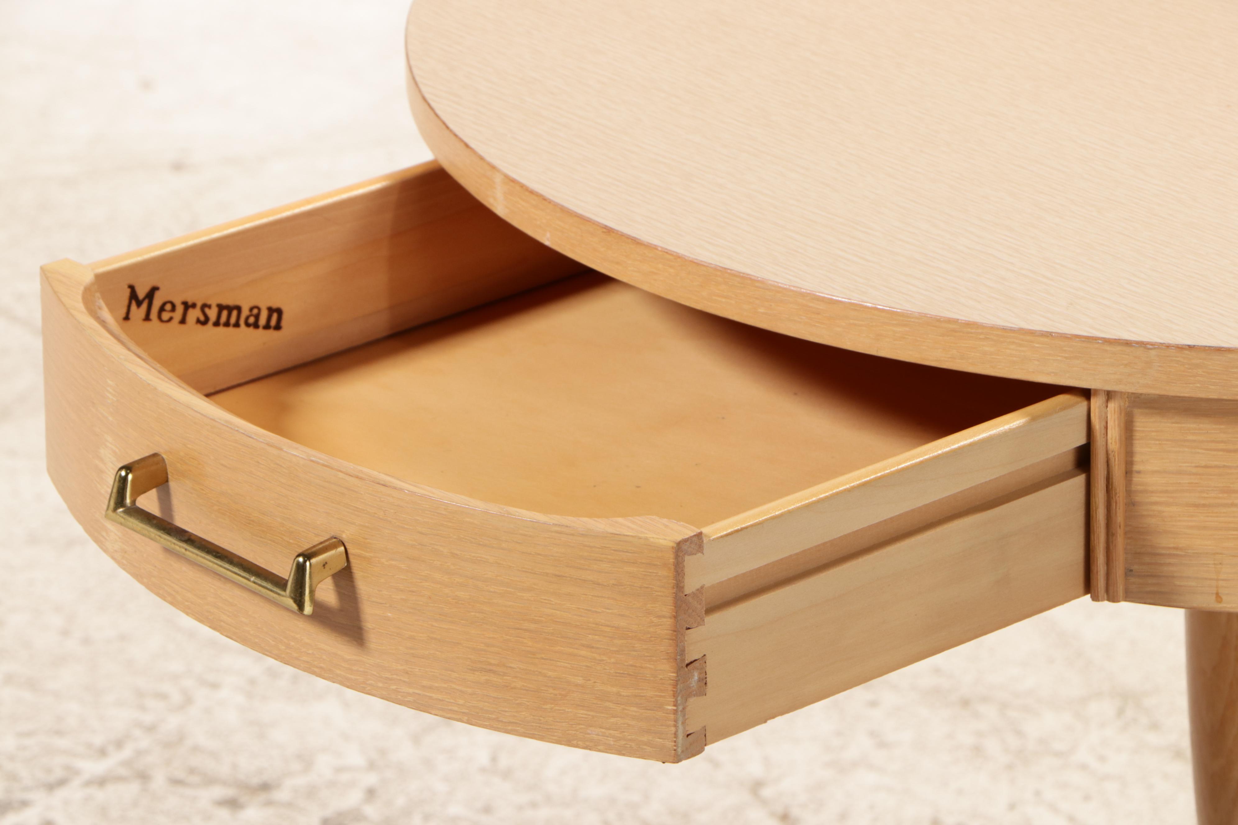 Mersman Mid Century Modern Blonde Oak and Laminate Top Side Table